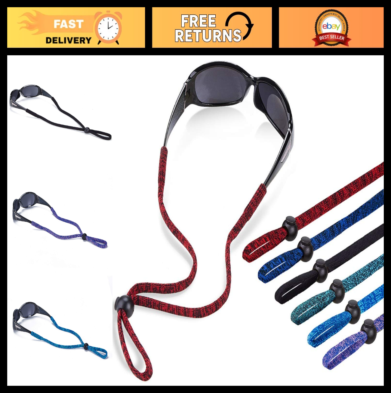 6-Pack Eyeglass Straps - Universal Eyewear Retainer Lanyard for Reading, Sports0