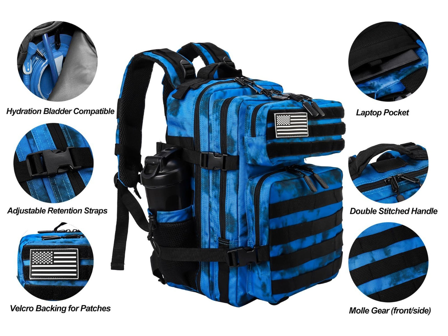 Tactical Military Backpack 25L/35L   Army Assault Pack, Small Rucksack with Bott2