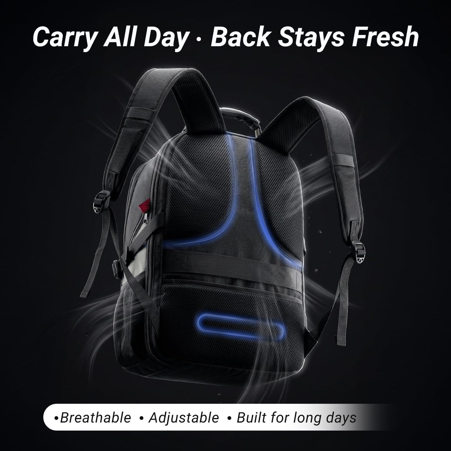 Large Laptop Backpack for Men, Heavy Duty Travel Bag, Waterproof, Multi Compartm7