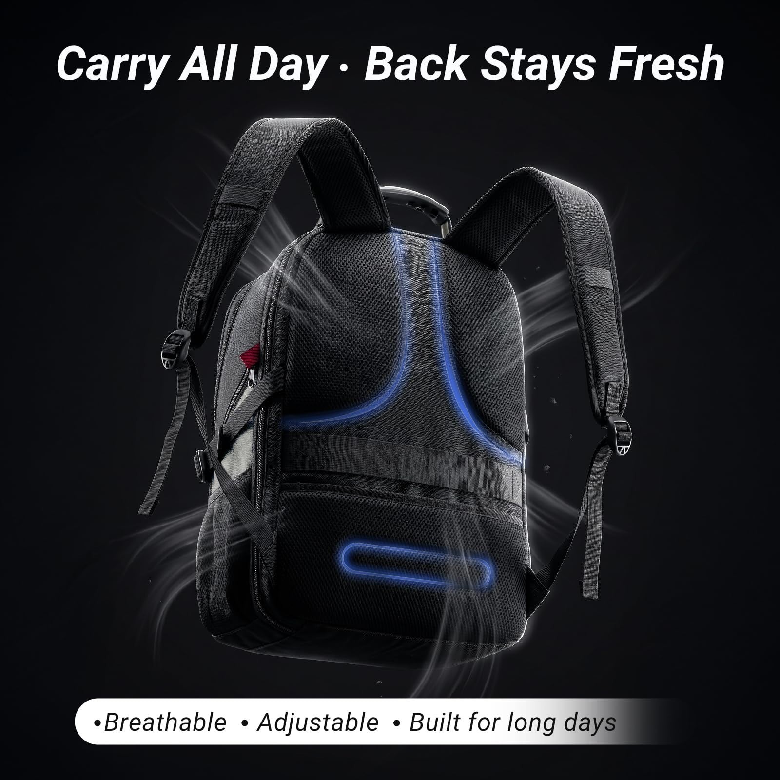 Large Laptop Backpack for Men, Heavy Duty Travel Bag, Waterproof, Multi Compartm7