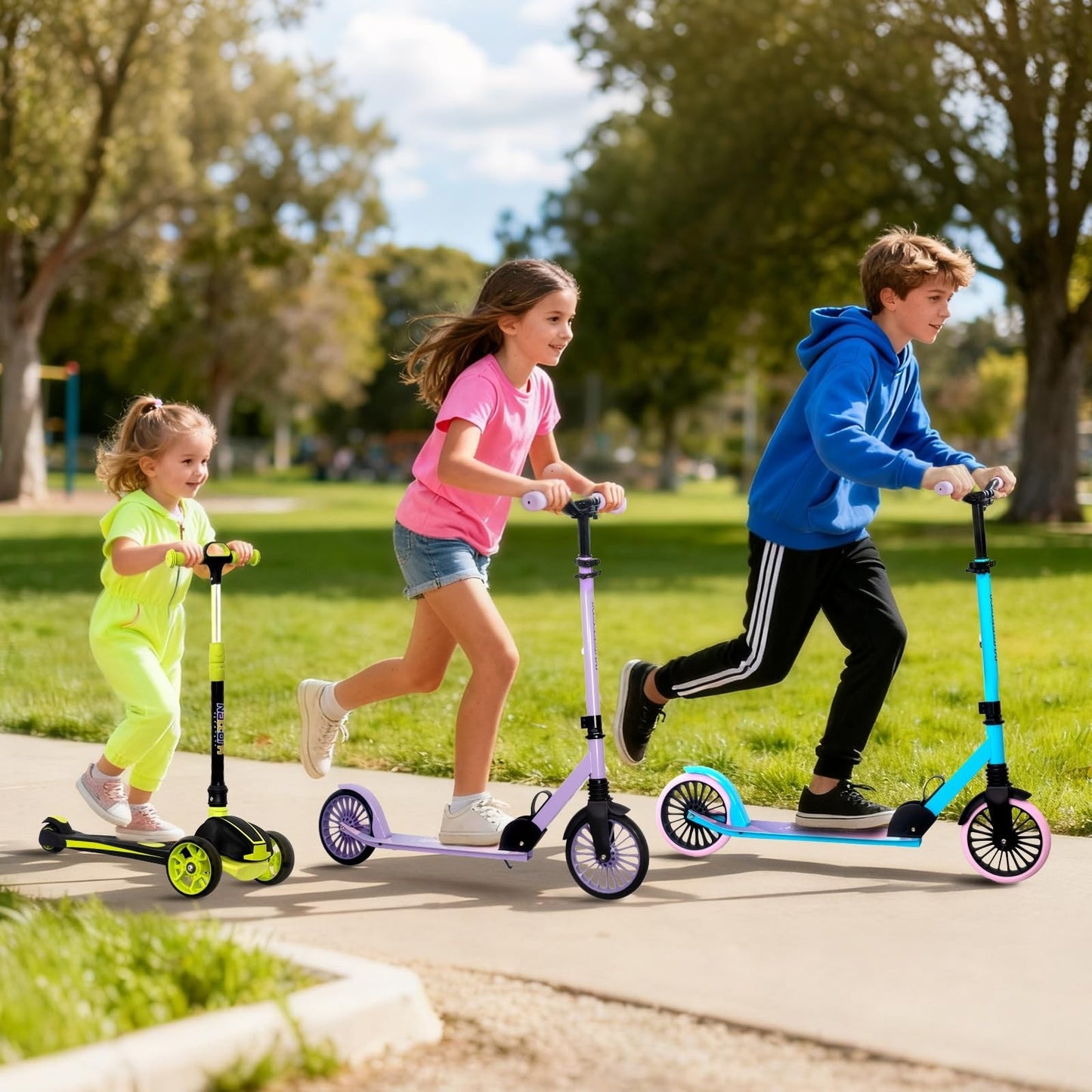 Adjustable Height Kick Scooter for Kids & Adults, 240 LBS Max Load, Foldable, 8"6