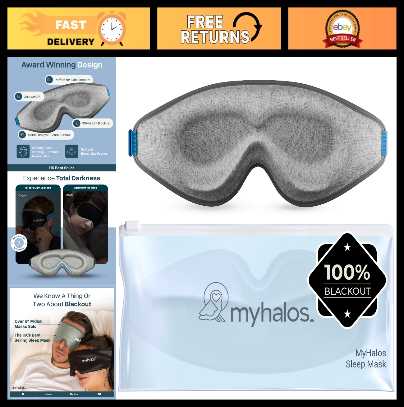 3D Blackout Sleep Mask for Men & Women | Zero Pressure, Breathable Eye Mask for0