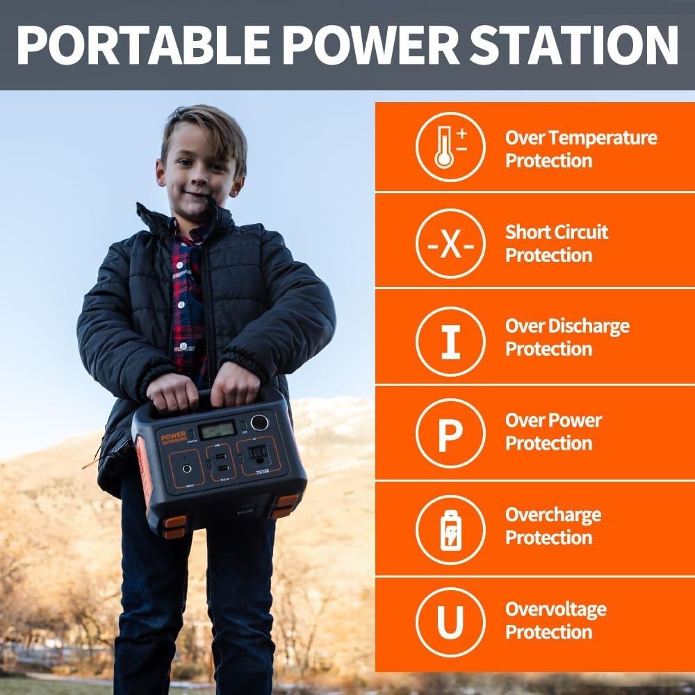 Portable Power Station 290Wh Backup Lithium Battery, 110V AC Outlet, Solar Gener5