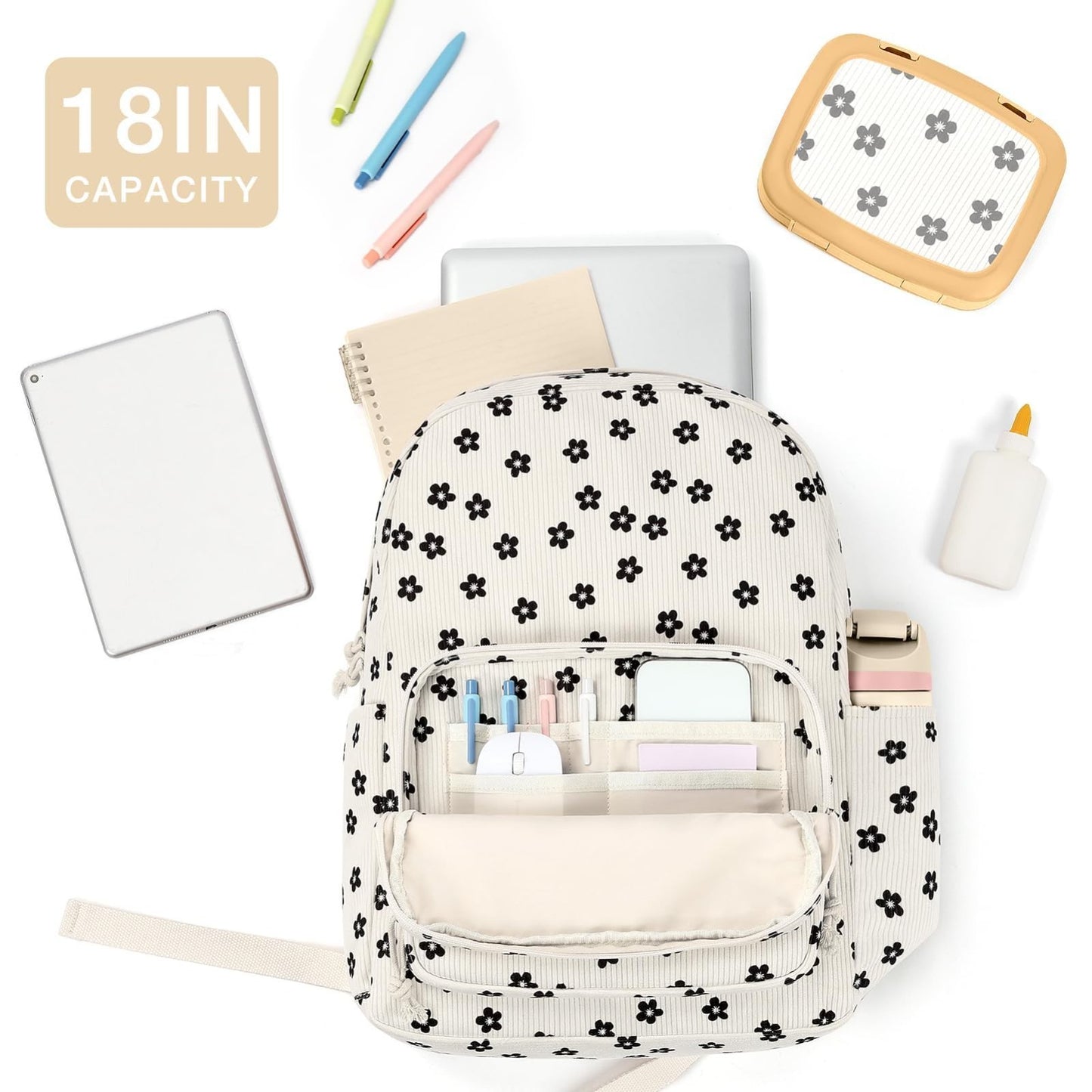 Trendy Preppy Corduroy Kids Backpack, Cute School Bookbag for Girls4