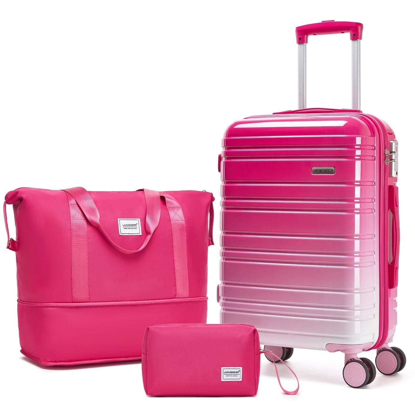 3-Piece Carry-On Luggage Set, 20in Hardshell Suitcase, Lightweight, TSA Lock, Du0