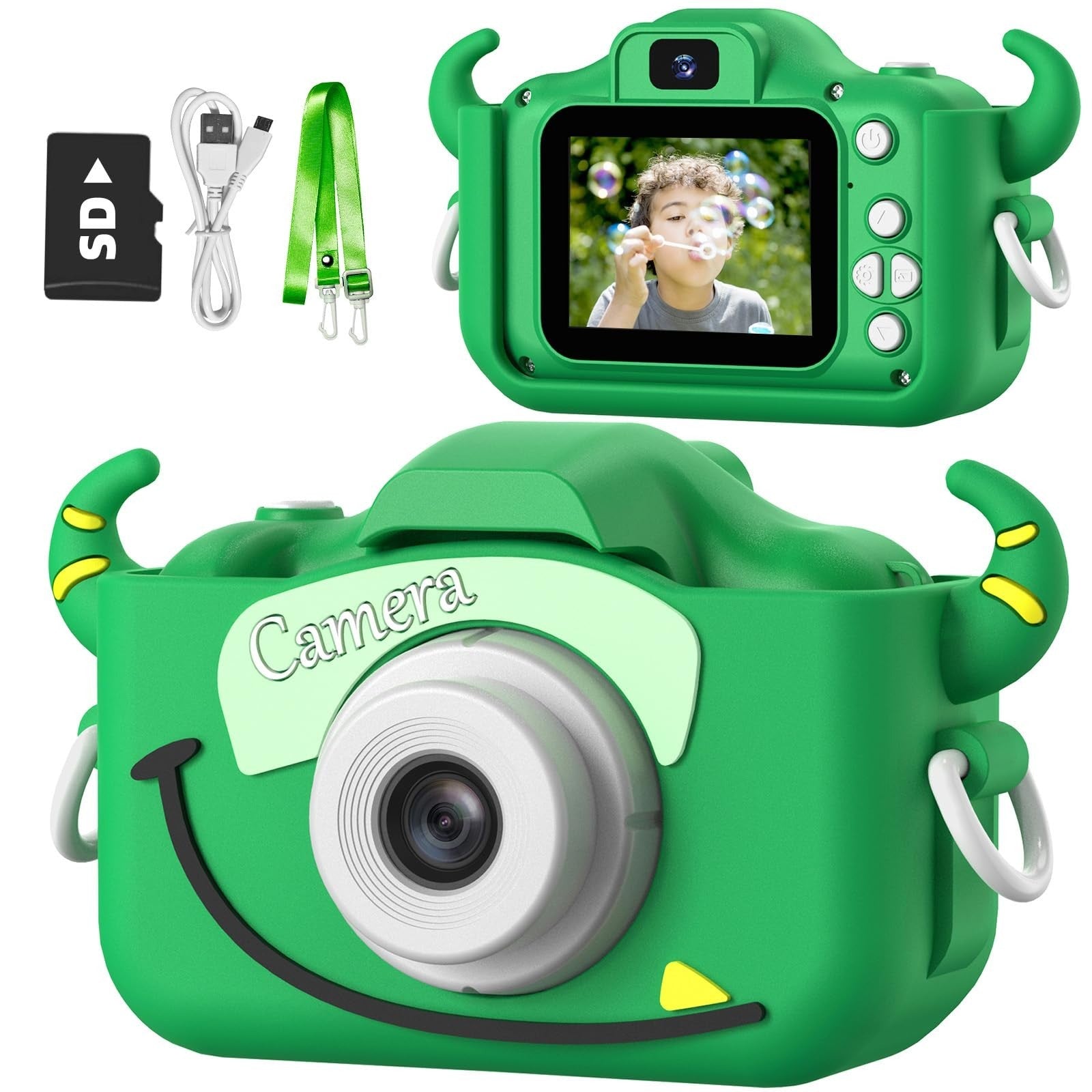 Kids Digital Camera for 3 8 Year Olds, Cartoon Soft Cover, Video Camcorder Gift1