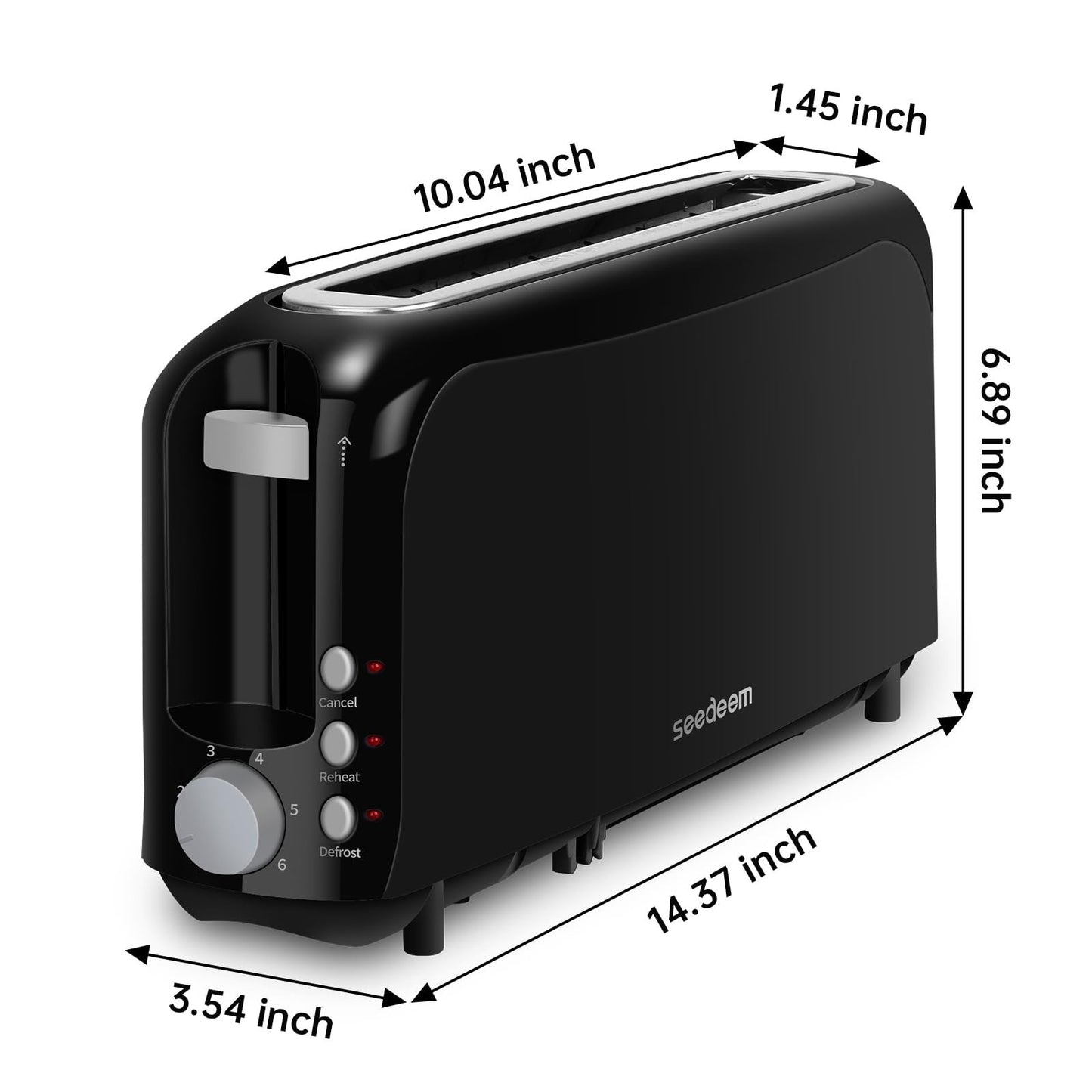 Slim 2-Slice Toaster with Long Slot for Bagels & Artisan Bread, 6 Shade Settings2