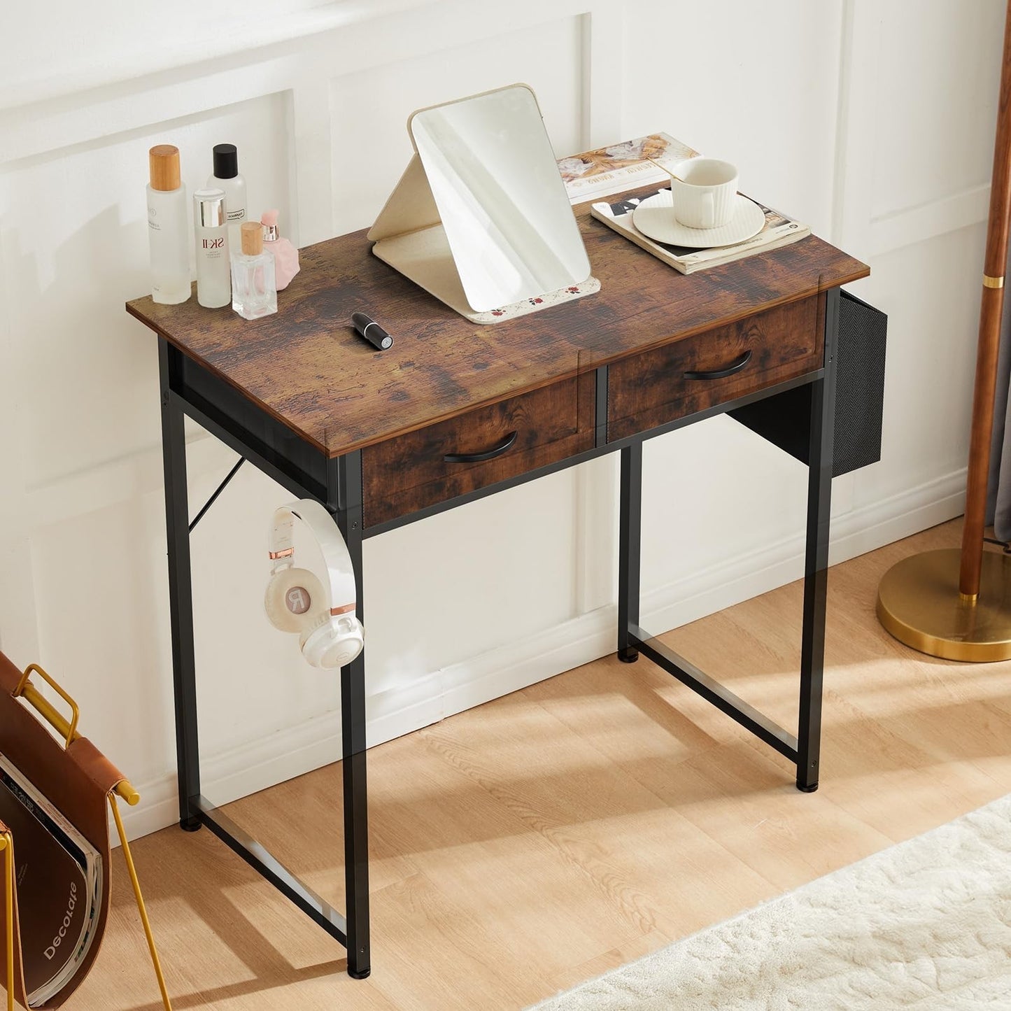 32" Home Office Desk with Drawers, Gaming Writing Table, Storage Bag & Headphone4