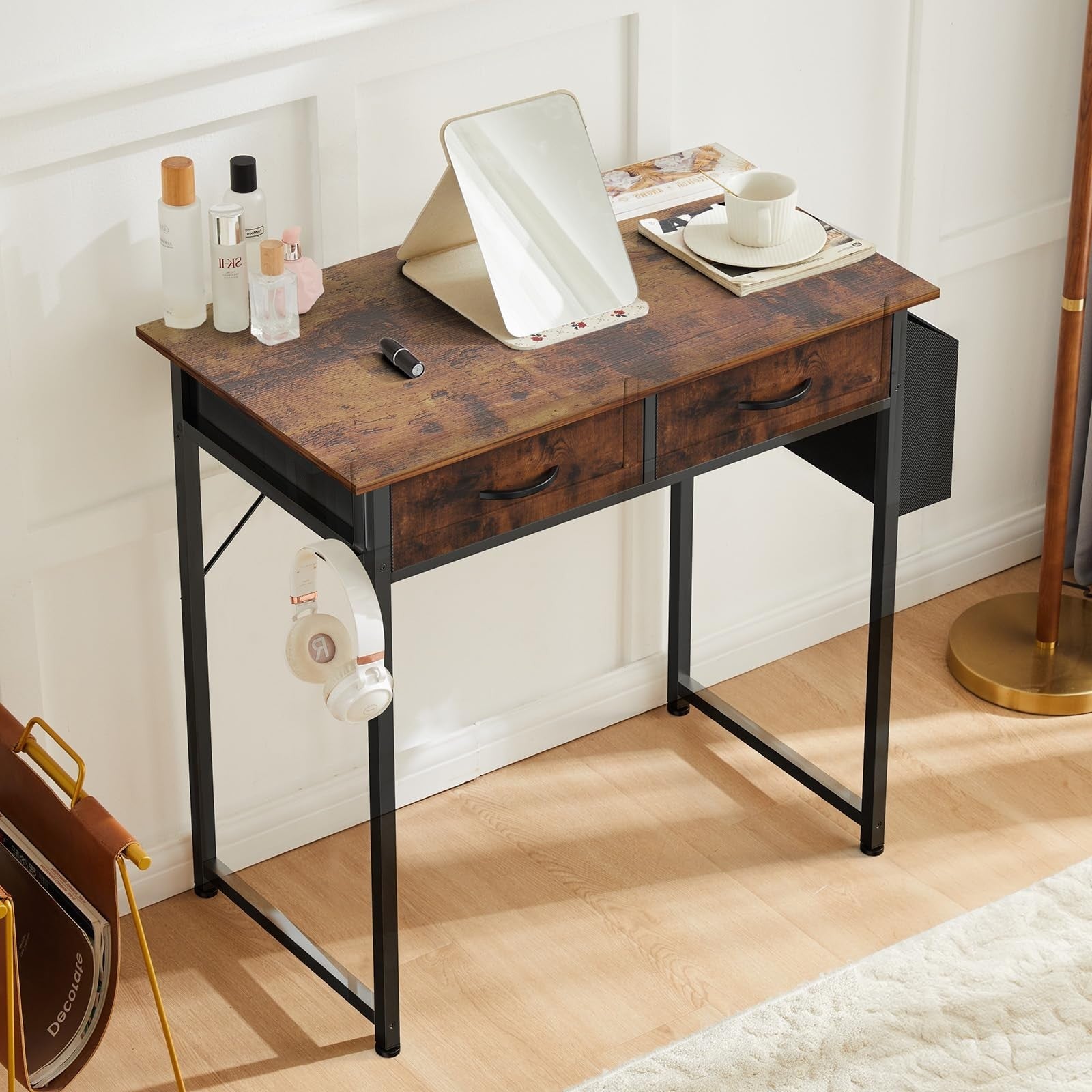 32" Home Office Desk with Drawers, Gaming Writing Table, Storage Bag & Headphone4