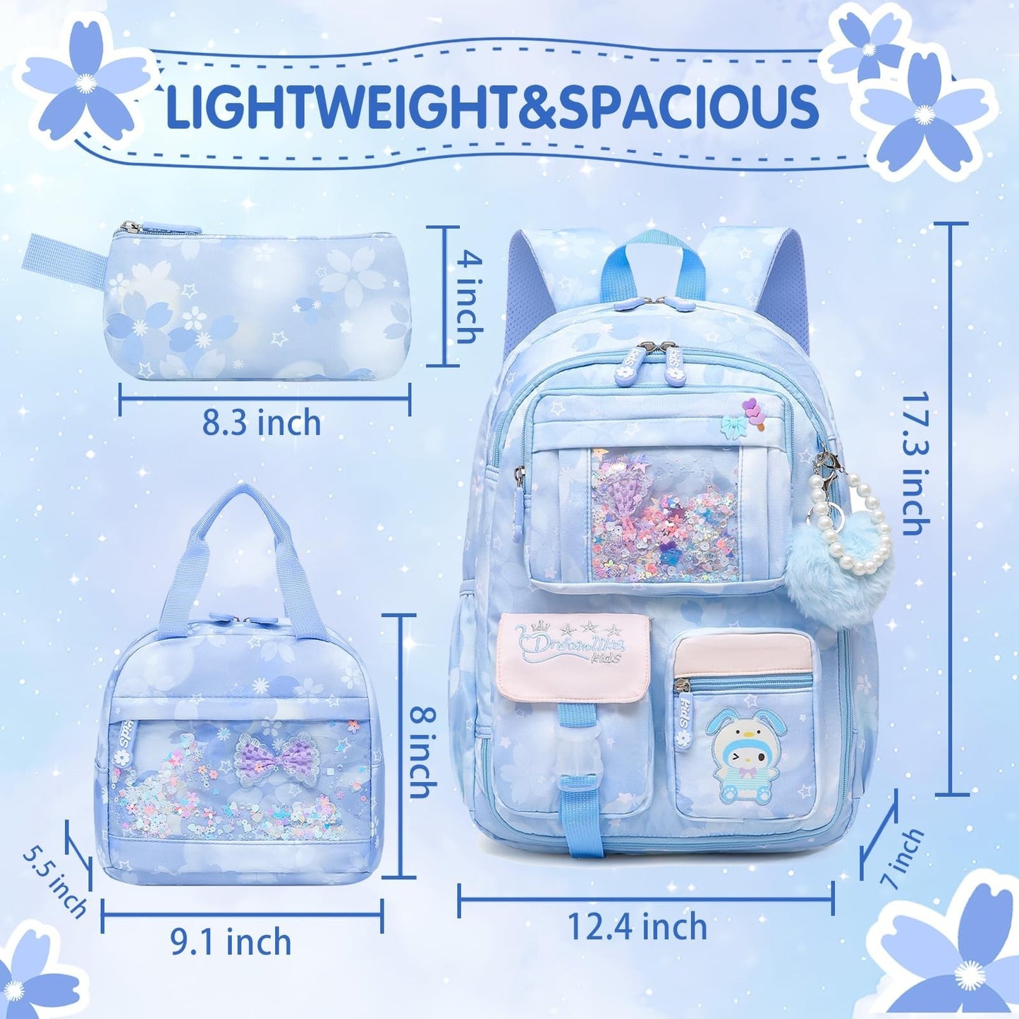 Stylish Girls School Backpack   17" Kids Book Bag with Multiple Pockets, Splash 4