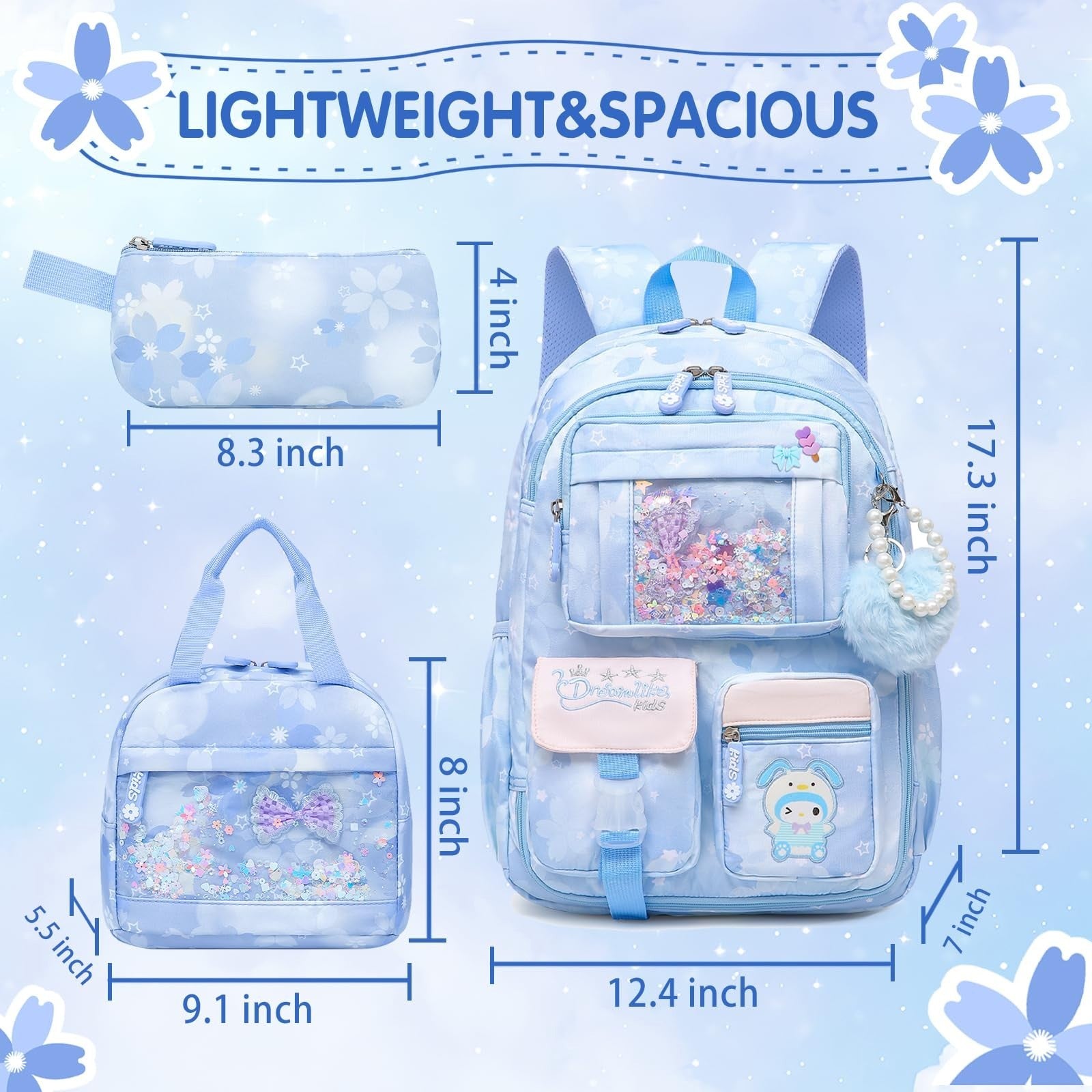 Stylish Girls School Backpack   17" Kids Book Bag with Multiple Pockets, Splash 4