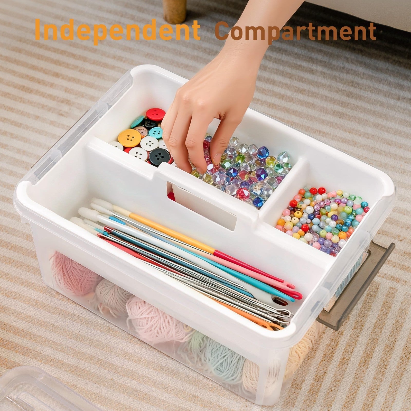 17 QT Clear Craft Organizer Storage Box with Tray, Art Supplies & Craft Storage3