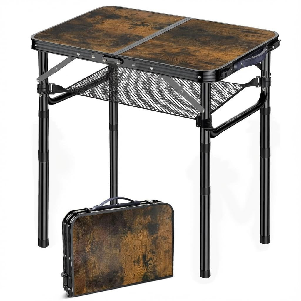 Folding Adjustable Height TV Tray Table - Portable Snack Couch Side Table for In1