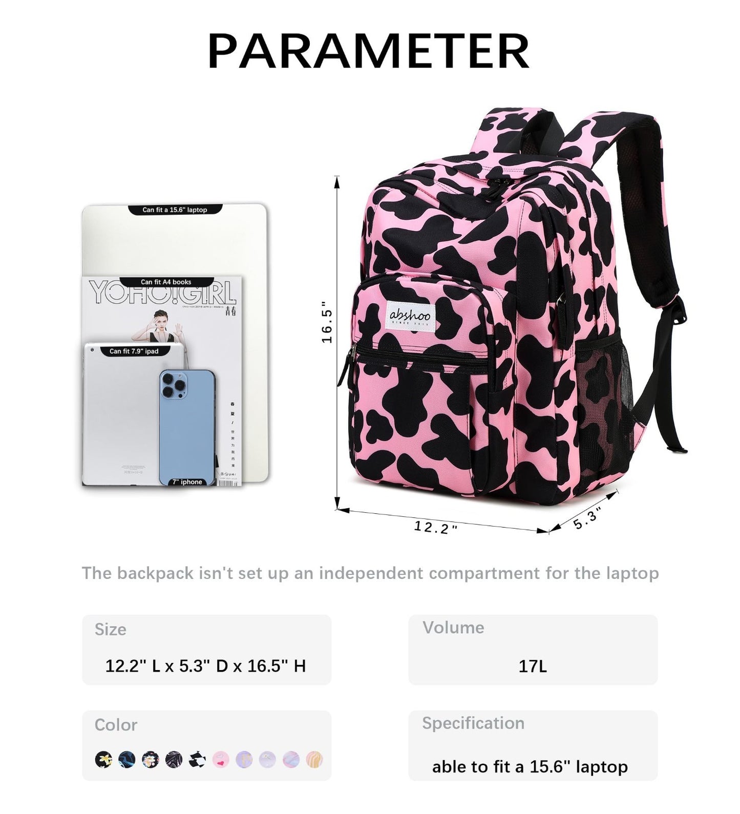 Cow Print Women's Backpack   Water Resistant School Bag for College & Teens2