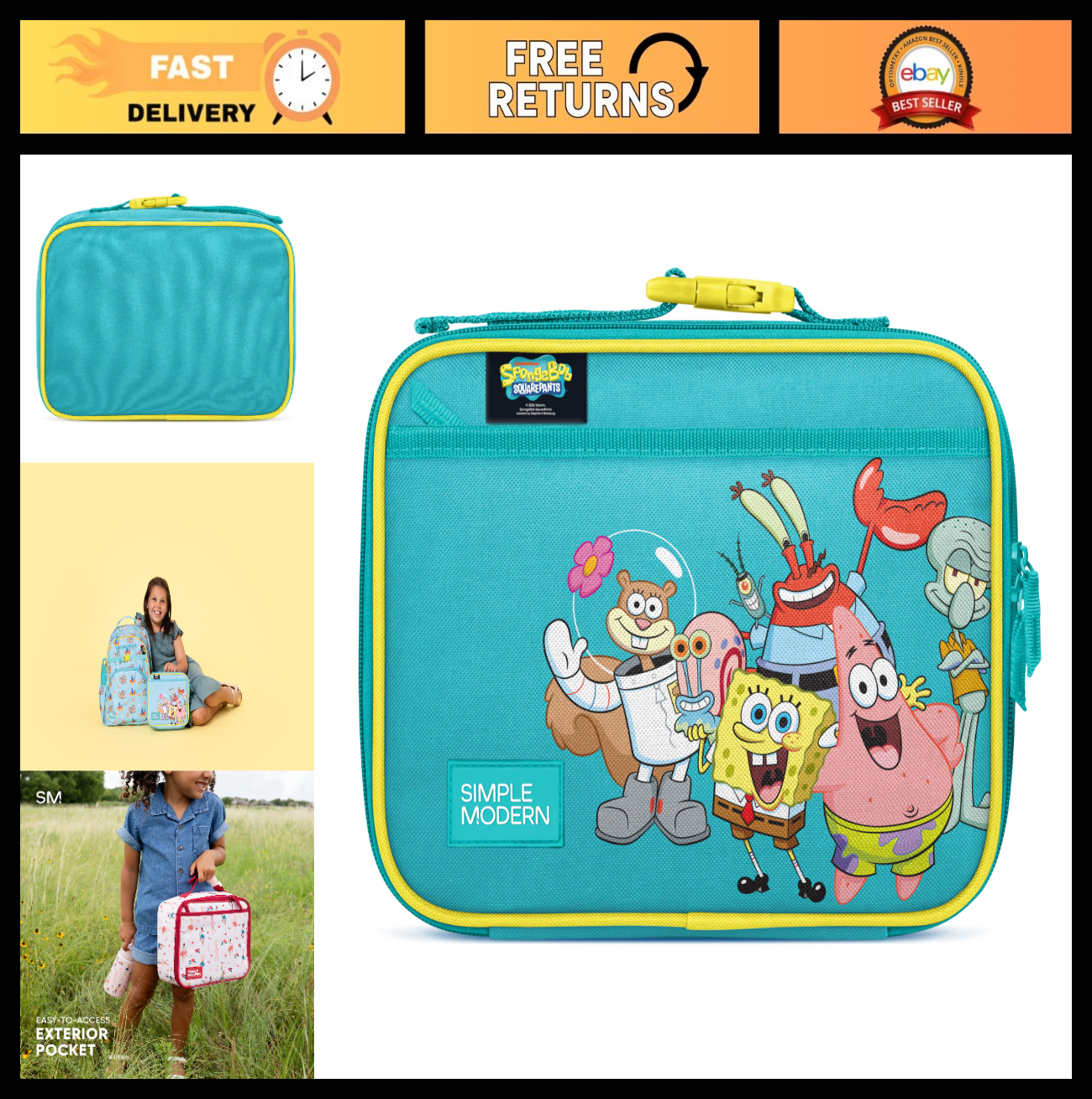 Insulated Kids Lunch Box & Bag Set for School | Fits Bento Containers, Cute Desi0