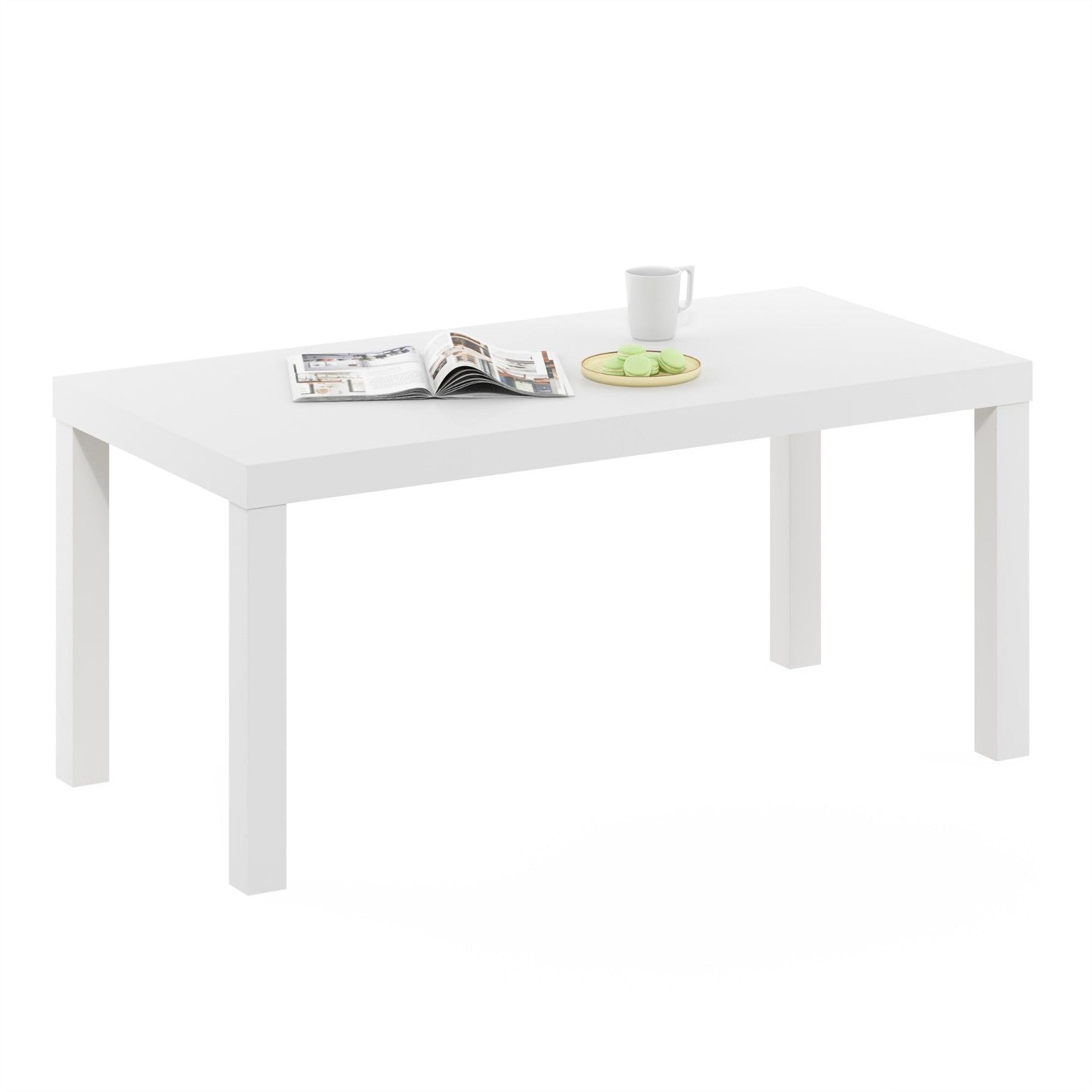 Modern Rectangle Coffee Table - 1.8" Thick Top, Stylish Side Table for Living Ro4