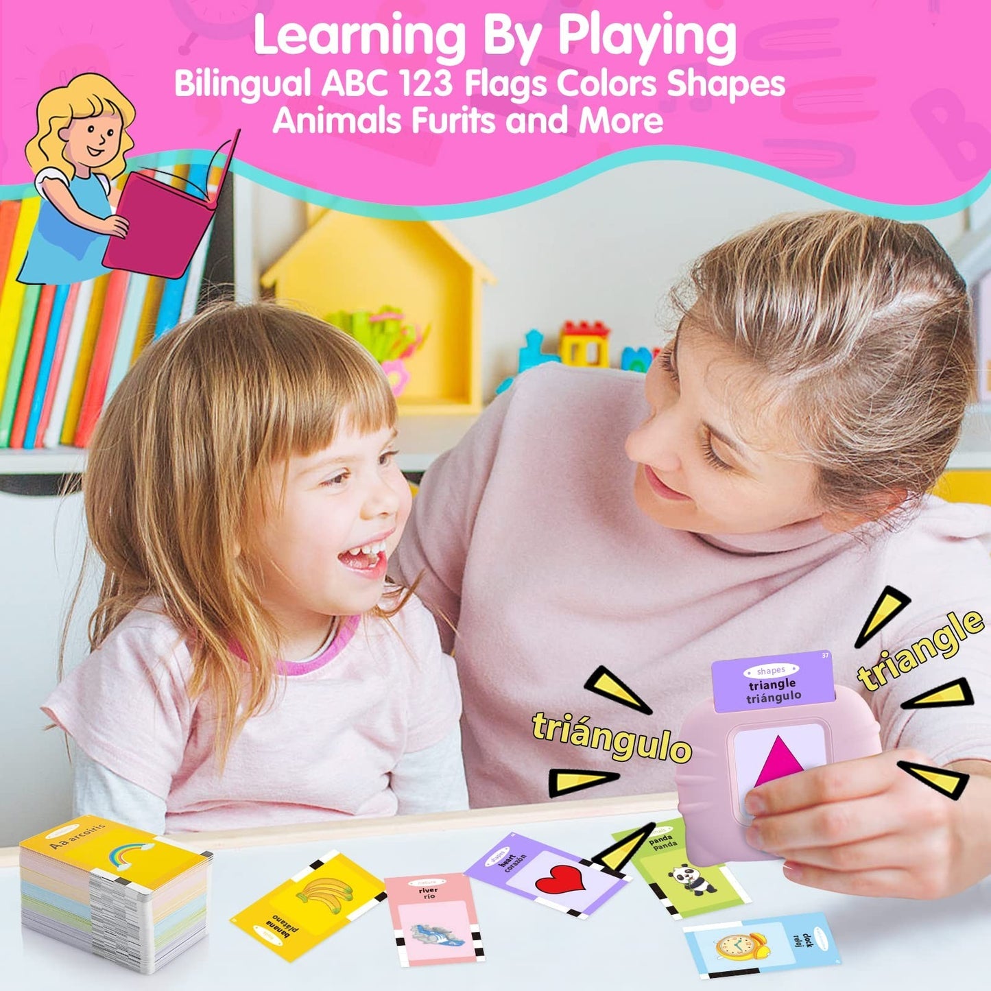 Bilingual ABC Learning Flash Cards for Toddlers 2-4, Autism & Speech Therapy Toy5