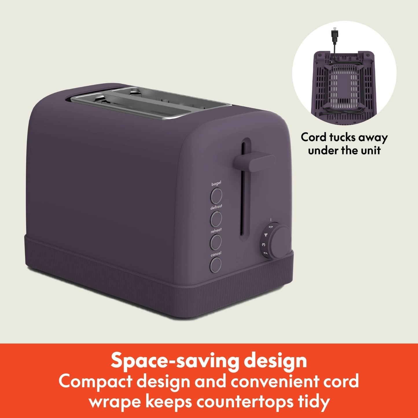 2 Slice Toaster with Extra Wide Slots, 6 Shade Control, Plum Color, Kitchen Appl3