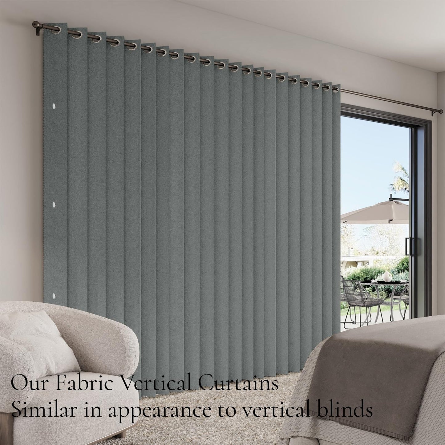 Privacy Room Divider Curtains for Sliding Glass Door   1 Panel, Grey, W52 x L908