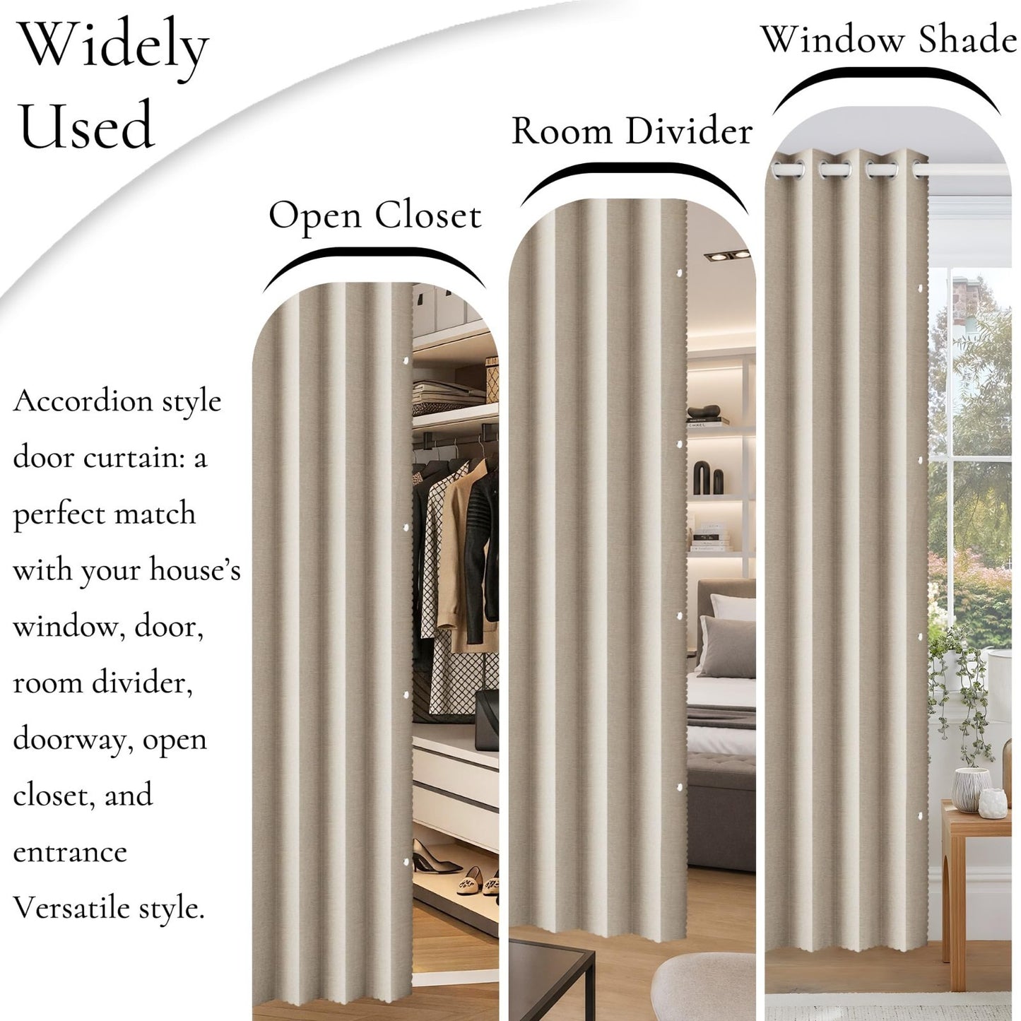 Accordion Door Curtains for Doorways   Fabric Privacy Curtain Panel 100x84 Tan9