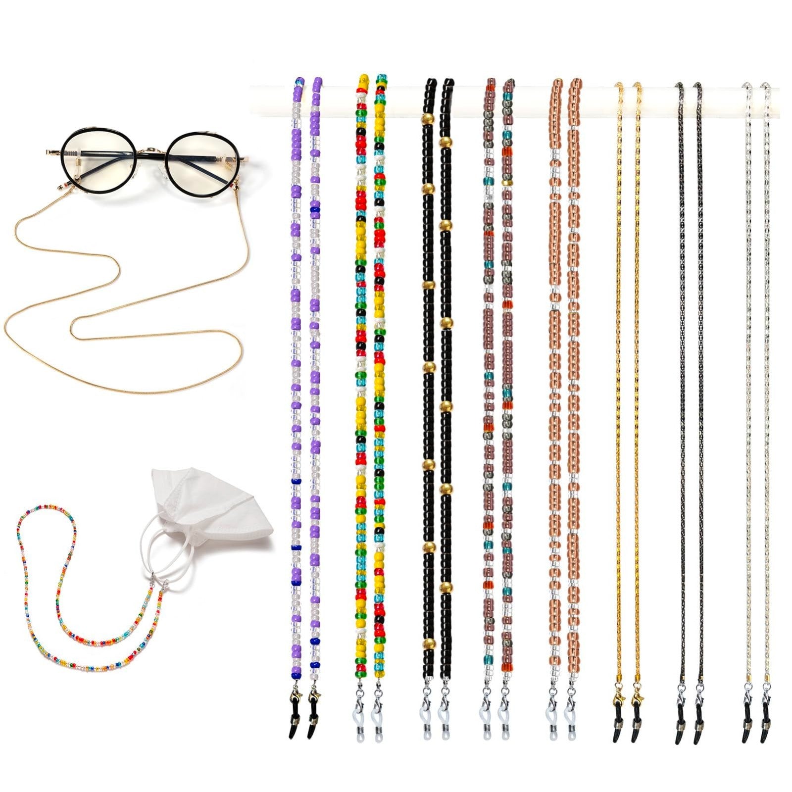 Beaded Eyeglass Chain - 8 Pcs Stylish Glasses Strap Holders for Women, Neck Acce1