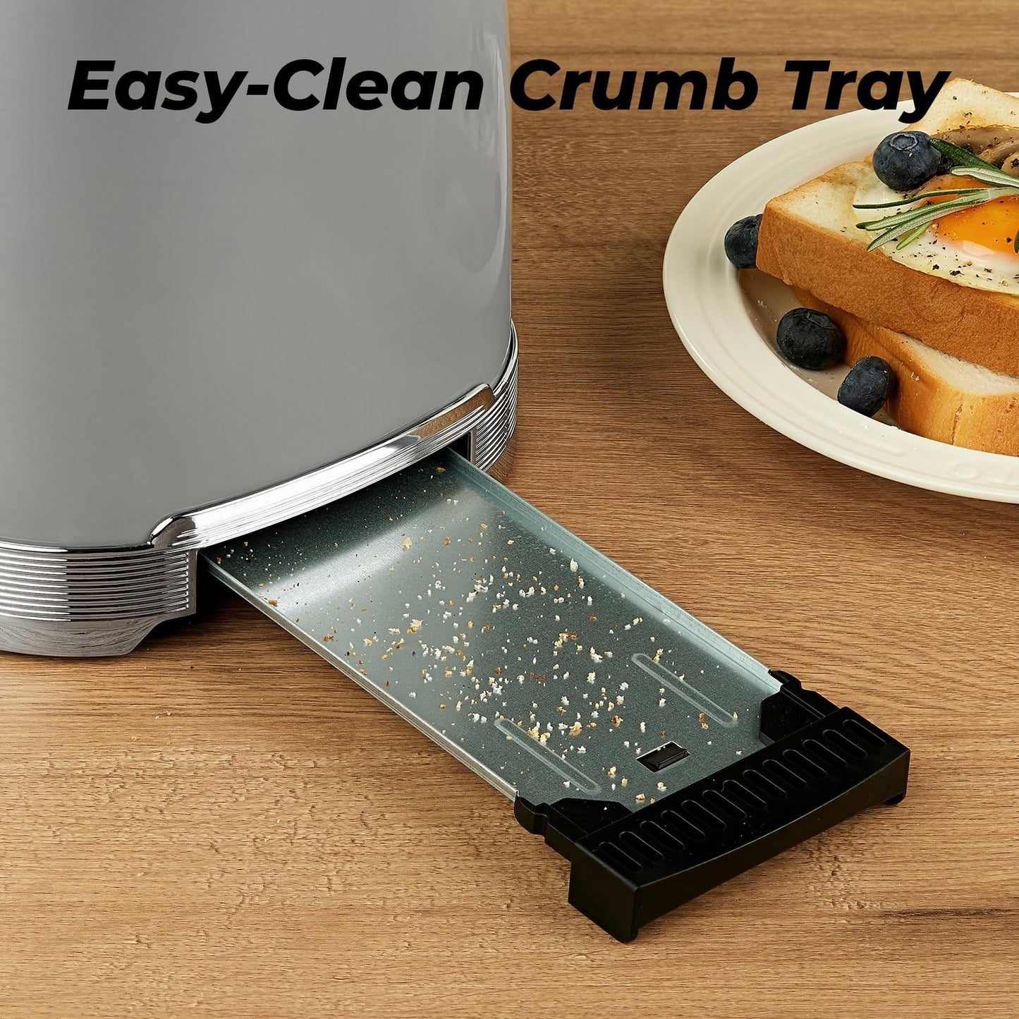 Retro 2 Slice Stainless Steel Toaster   Gray, Compact Design, Fast Toasting5