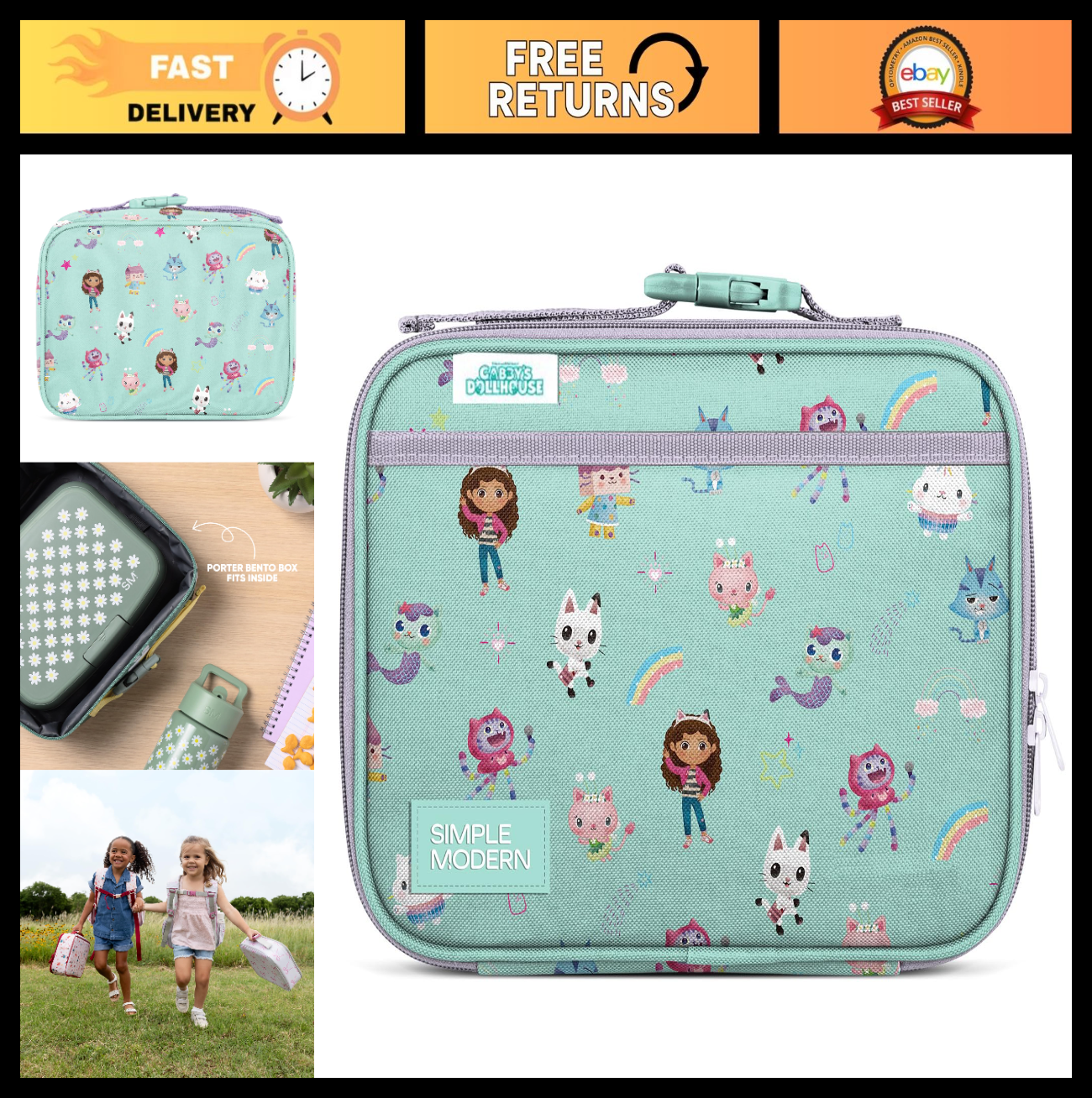 Cute Insulated Kids Lunch Box for School | Small Lunch Bag Fits Bento Containers0