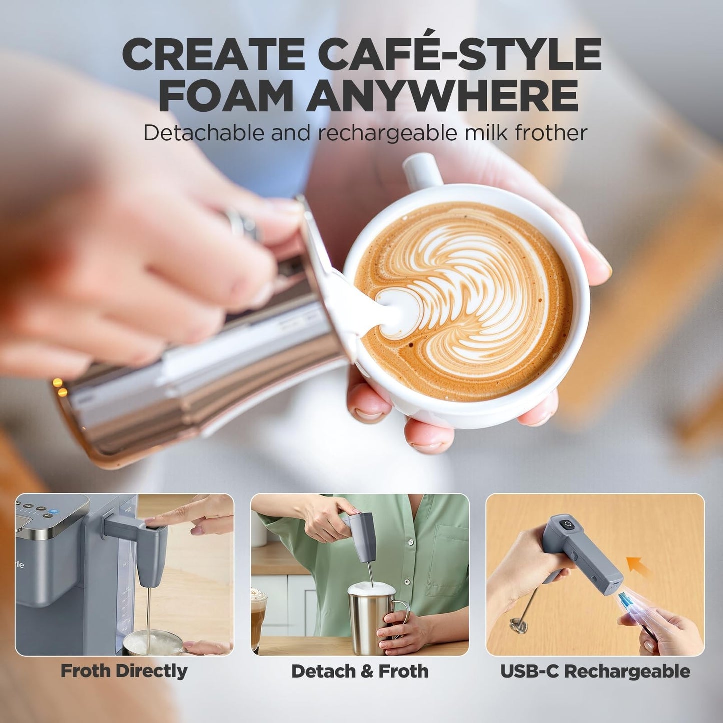 Single Serve Coffee Maker with Milk Frother, 40oz Tank, 6 Brew Sizes, BPA Free5