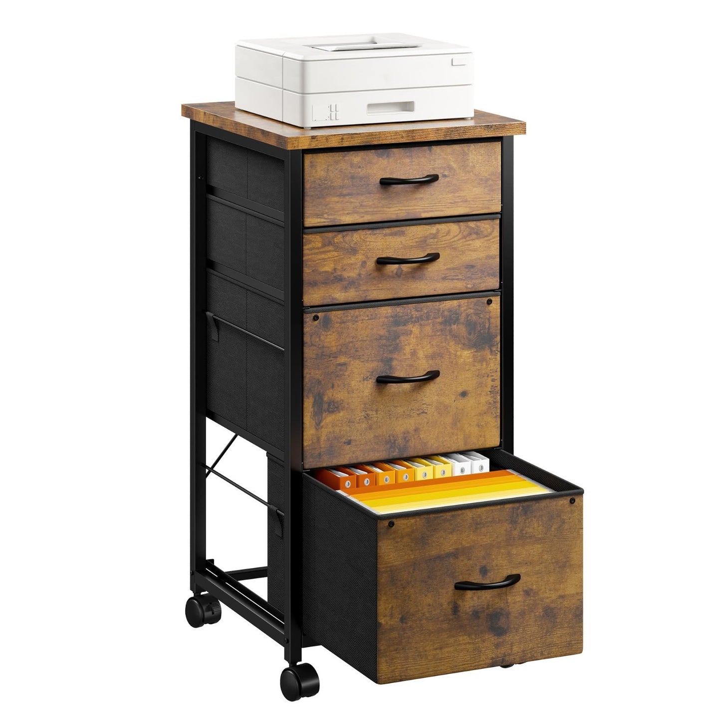 4 Drawer Rolling File Cabinet for A4 & Letter Size | Mobile Printer Stand, Large1