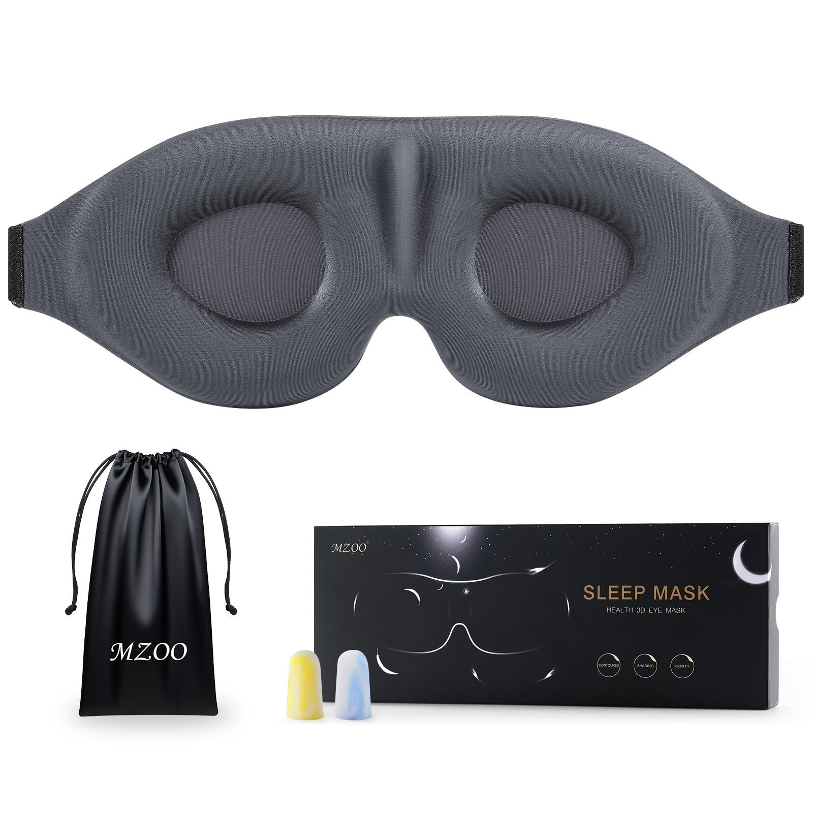 Luxury Sleep Mask - 3D Contoured Light Blocking Eye Mask for Side Sleepers, Adju1