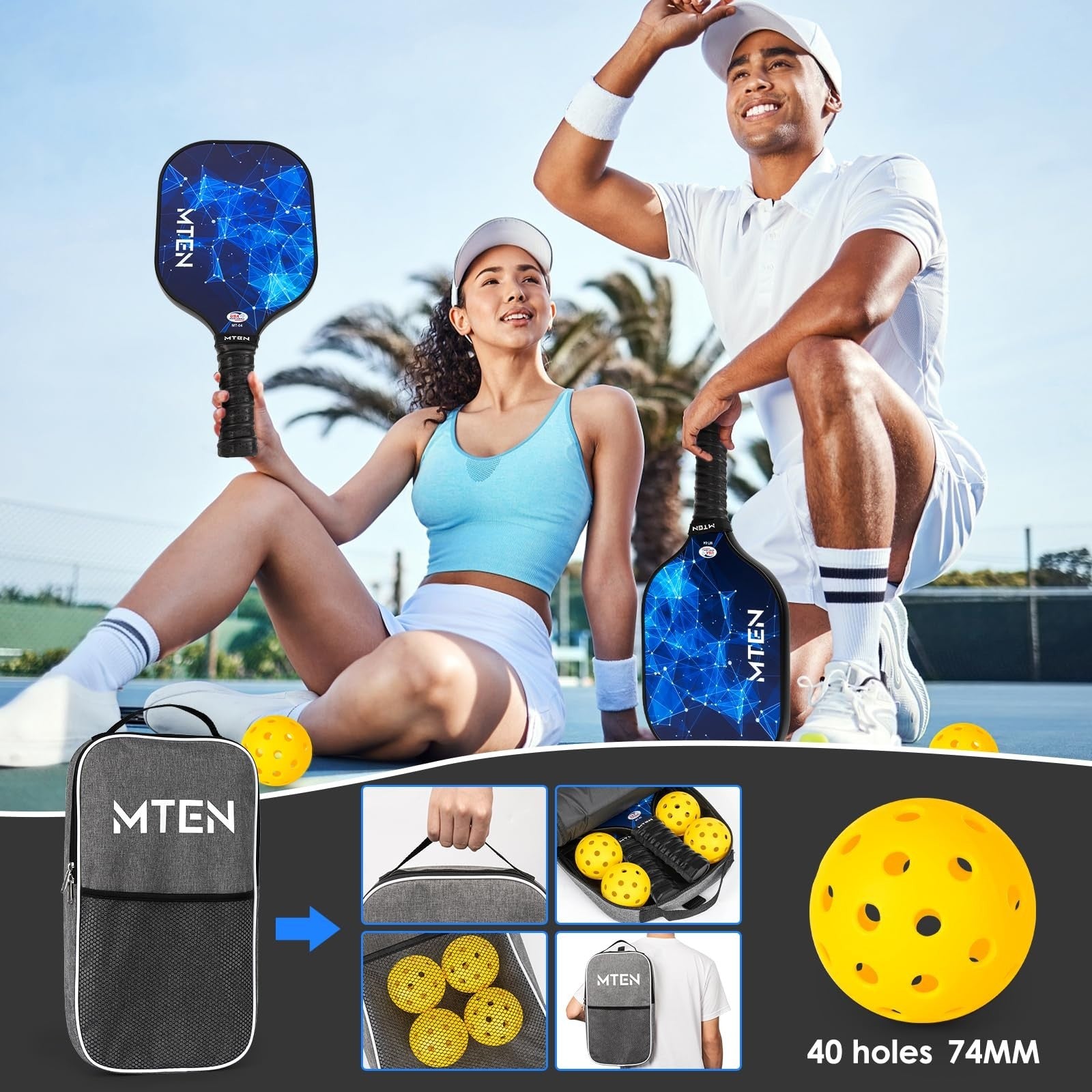 Pickleball Paddle Set of 2/4/1 - USAPA Approved Fiberglass Rackets, Lightweight5