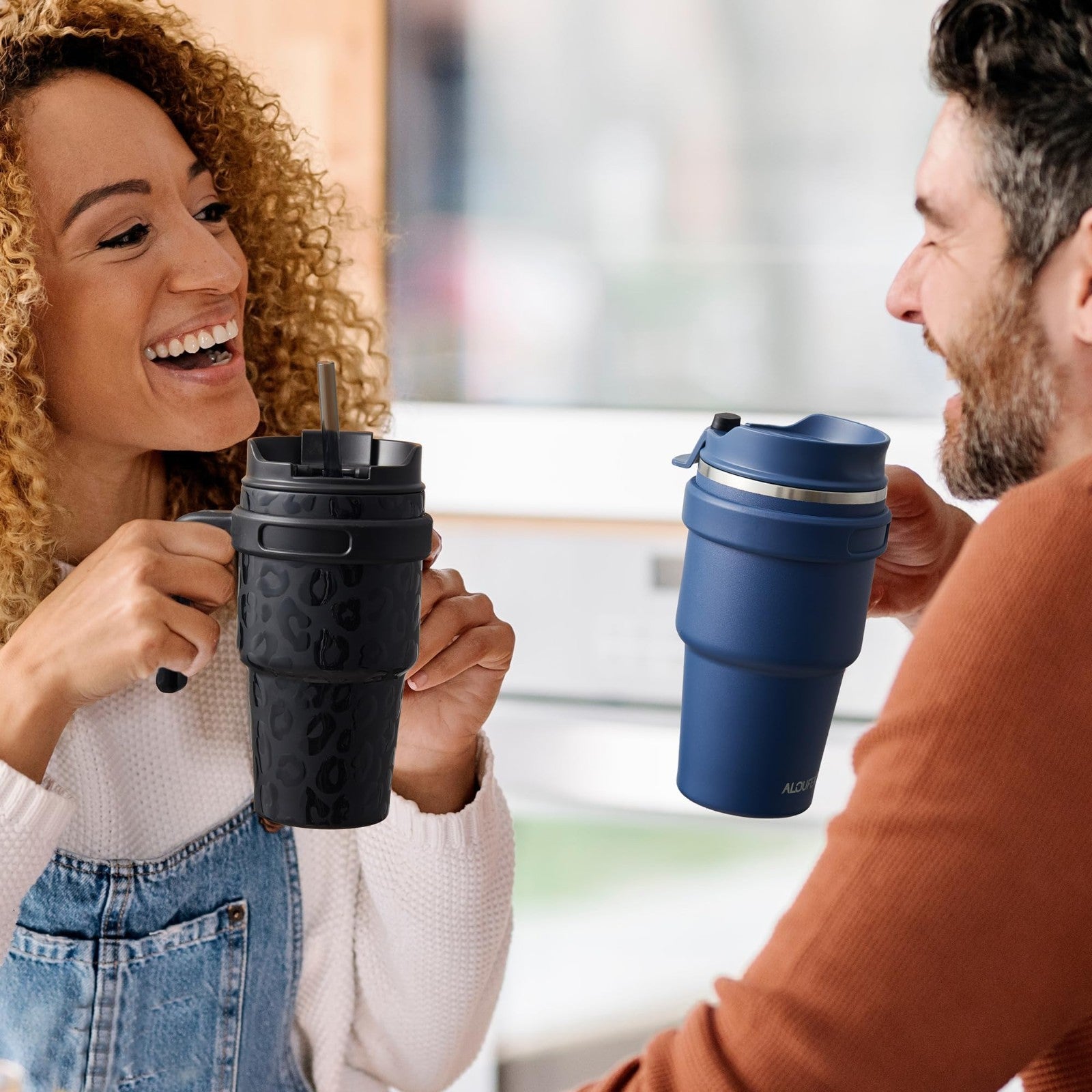 Insulated 20 oz Coffee Mug with Handle   Stainless Steel Travel Tumbler, Lid & S2