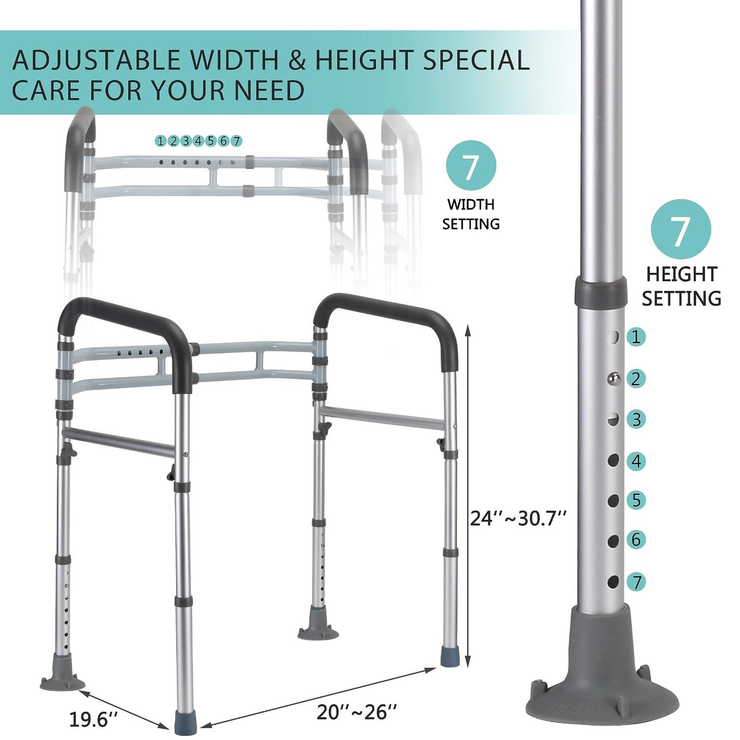 Toilet Safety Rails   Adjustable Height & Width, Foldable Design, 350 lbs Capaci2