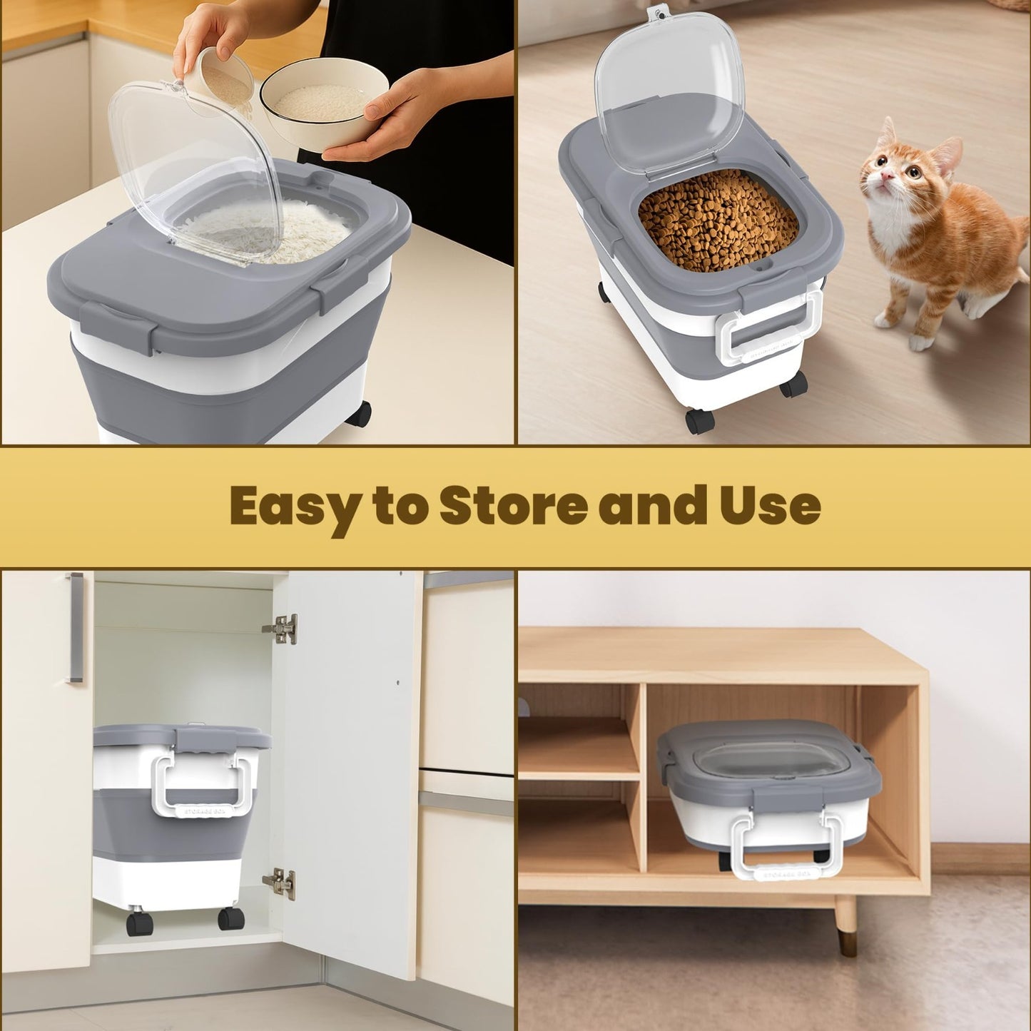 Collapsible Rice Container 20 30Lbs   Airtight Food Storage Solution, Space Savi5