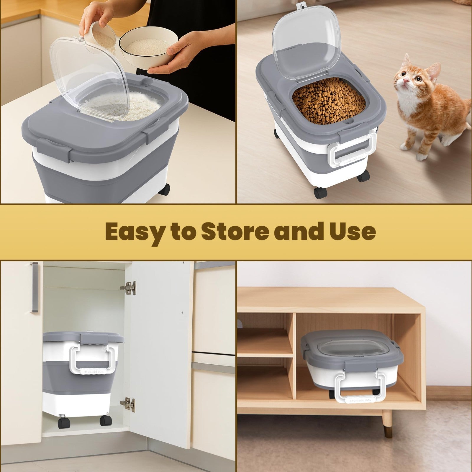 Collapsible Rice Container 20 30Lbs   Airtight Food Storage Solution, Space Savi5
