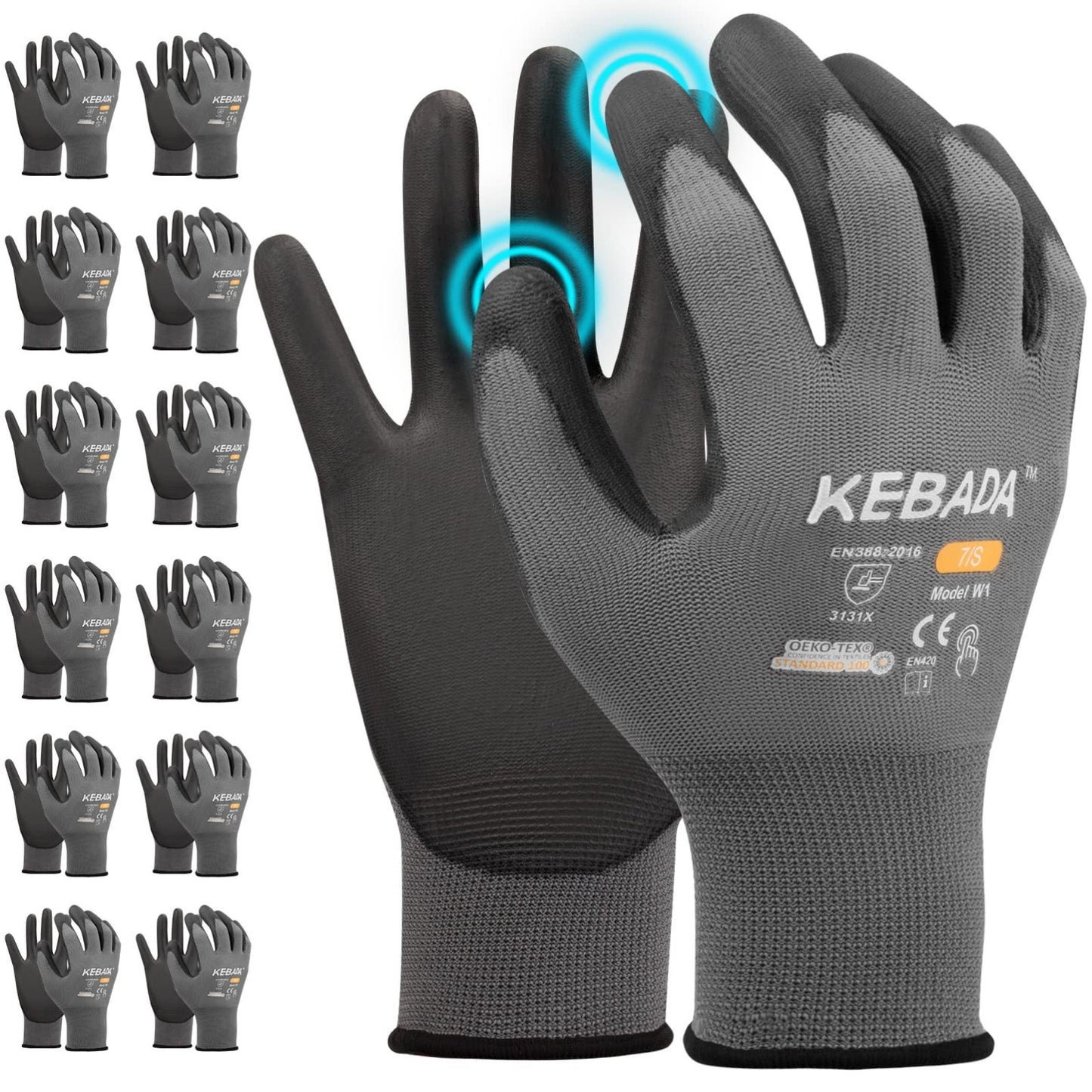 Safety Work Gloves for Men & Women, Touchscreen Compatible, PU Coated, Durable1