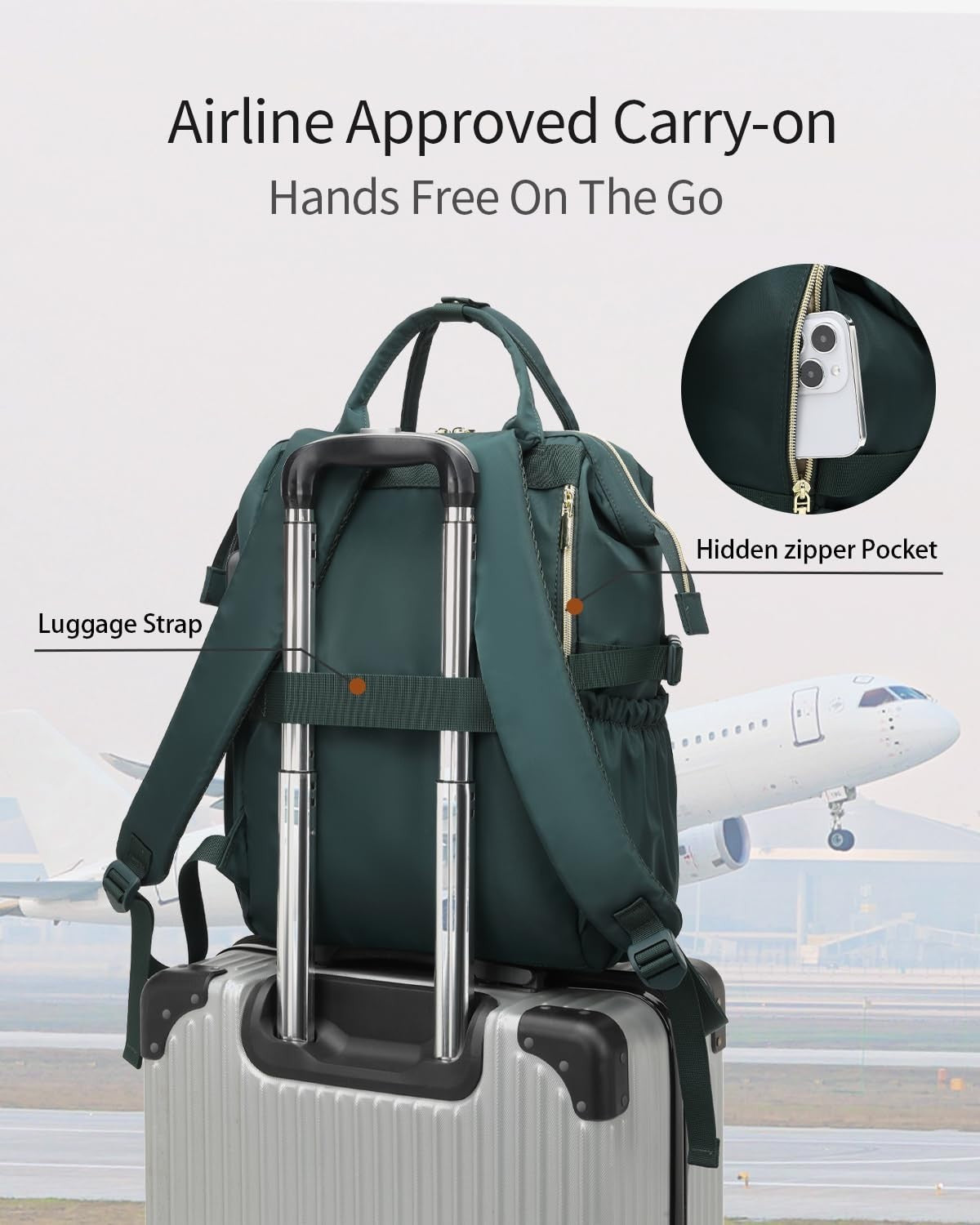 Stylish Computer Backpack for Women   Laptop Bookbag with USB Charger & Cup Hold4