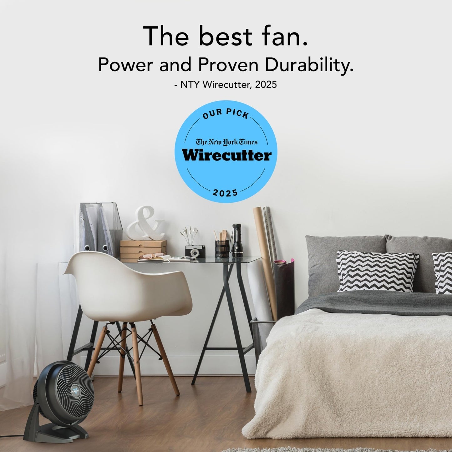 Medium Air Circulator Fan - 3 Speed, Adjustable Tilt, Quiet Cooling, 9in Floor F2