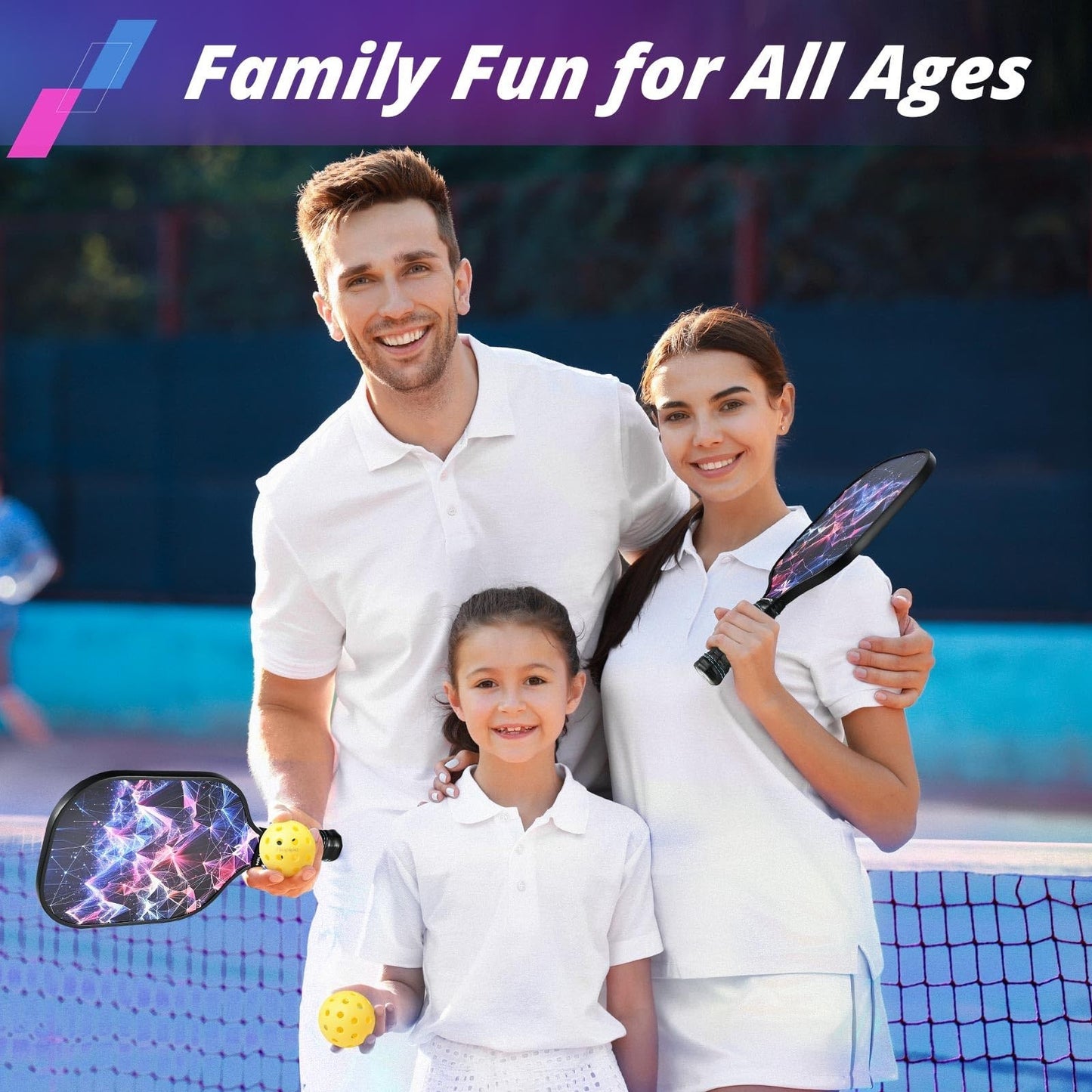 Pickleball Paddle Set of 2 or 4 - USAPA Approved, Fiberglass, Lightweight, with6