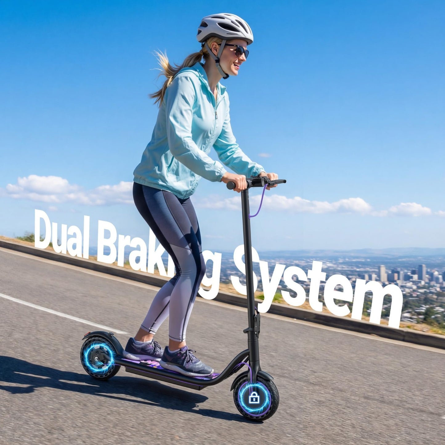 Powerful Electric Scooter 350W-500W, 9-22 MPH, 10-41 Mile Range, Foldable, Dual6