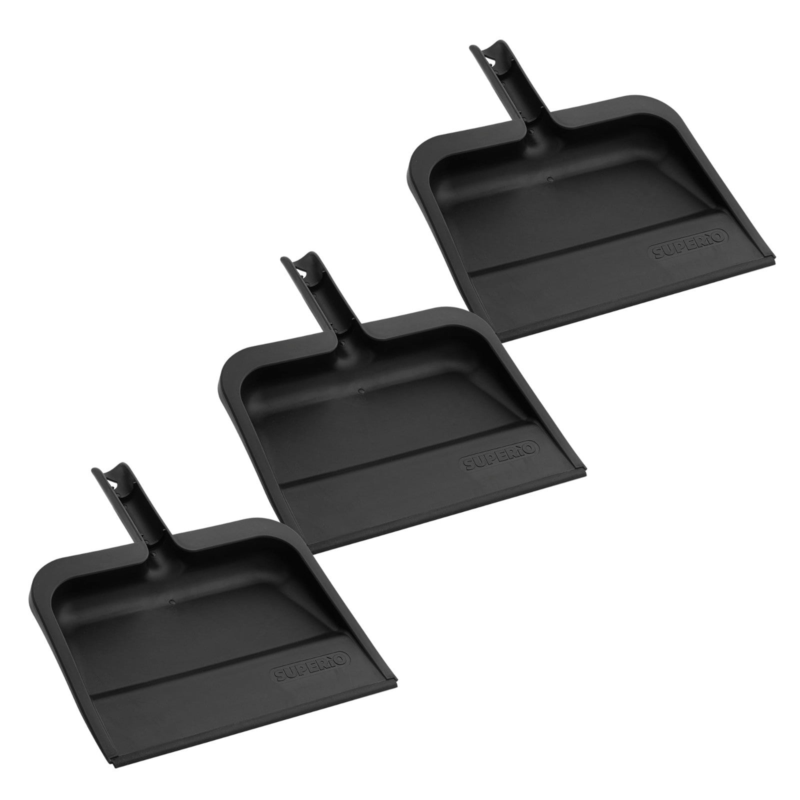 10" Clip-On Dustpan with Rubber Lip - Durable Plastic, Comfort Grip Handle, 3-Pa1