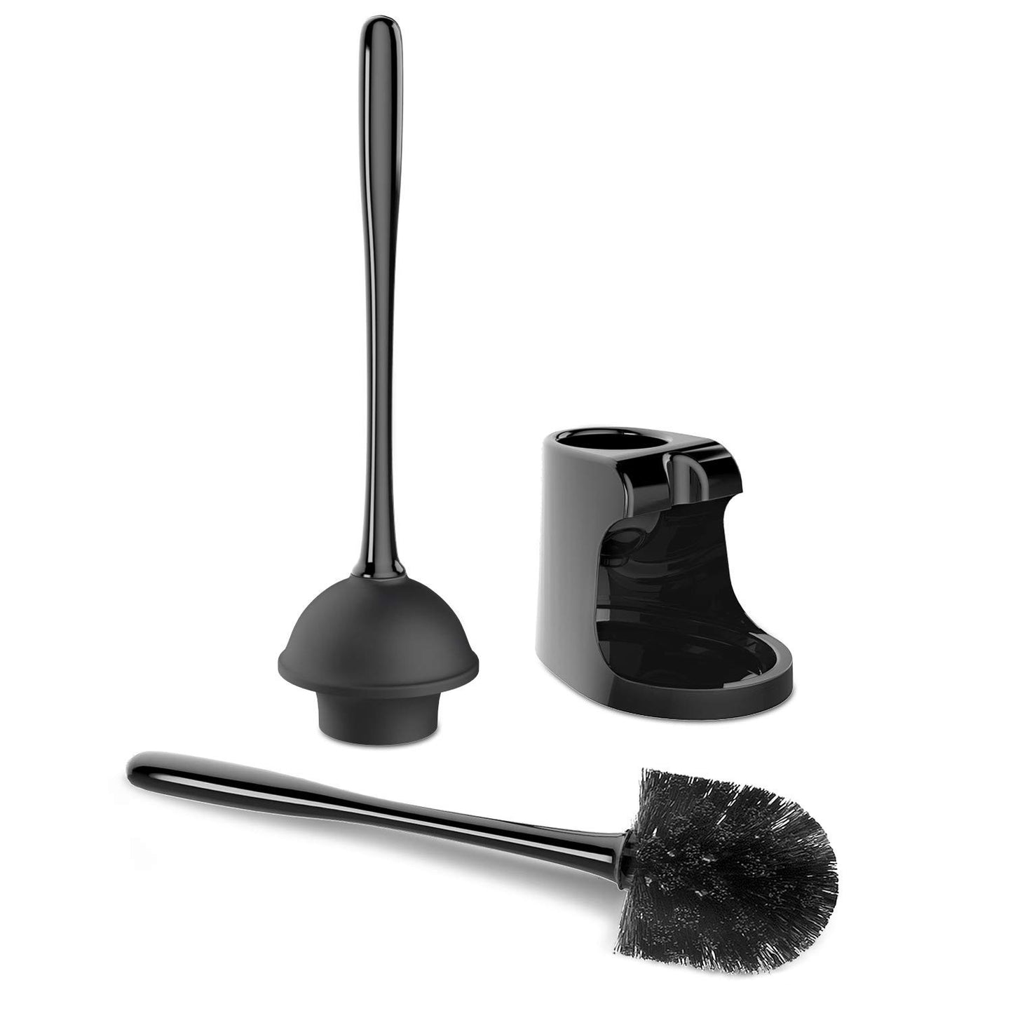 Toilet Plunger & Bowl Brush Combo Set - Heavy Duty Bathroom Cleaning Tools, Blac3