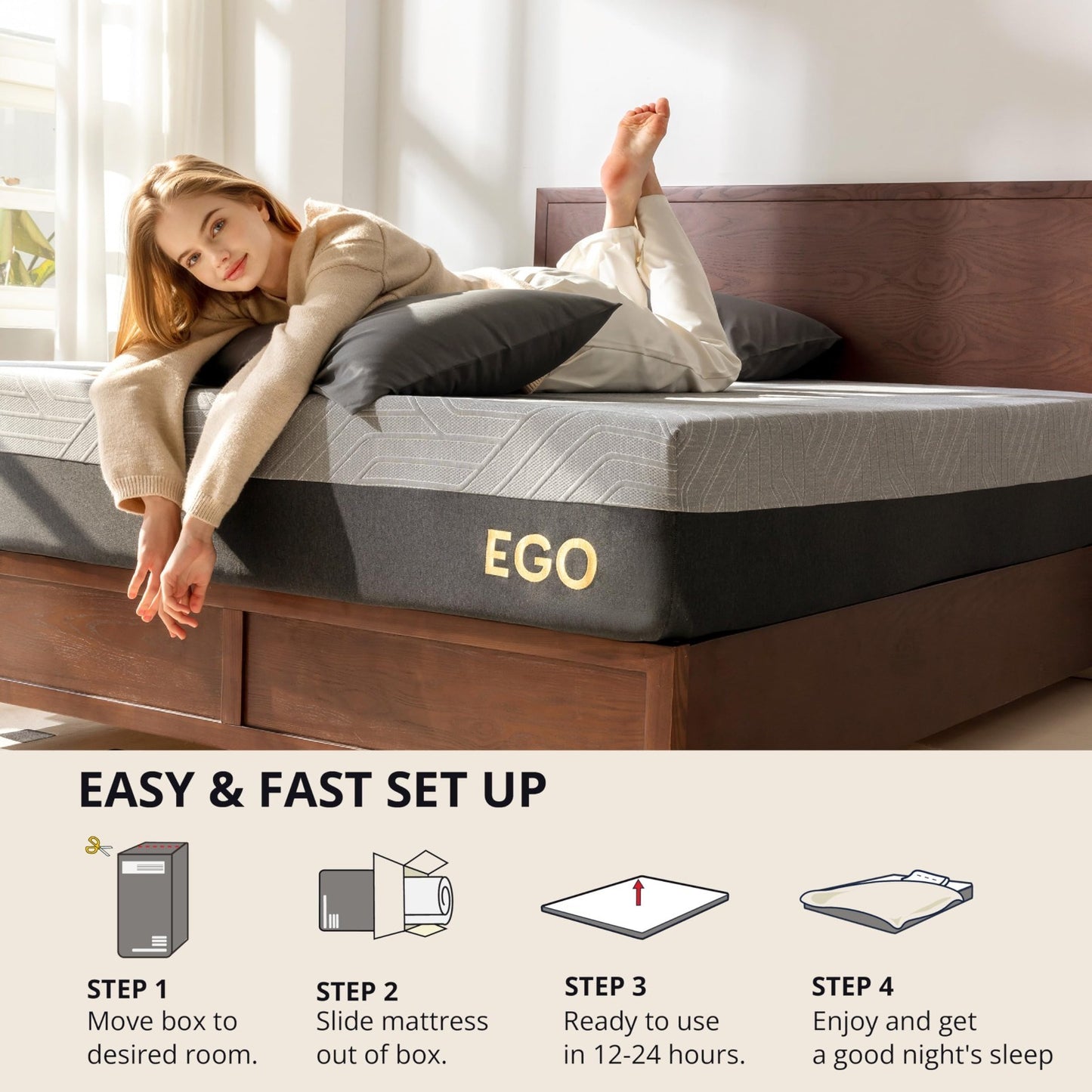 10" Memory Foam Mattress for Back Pain Relief | Medium Firm, Copper Gel, CertiPU4