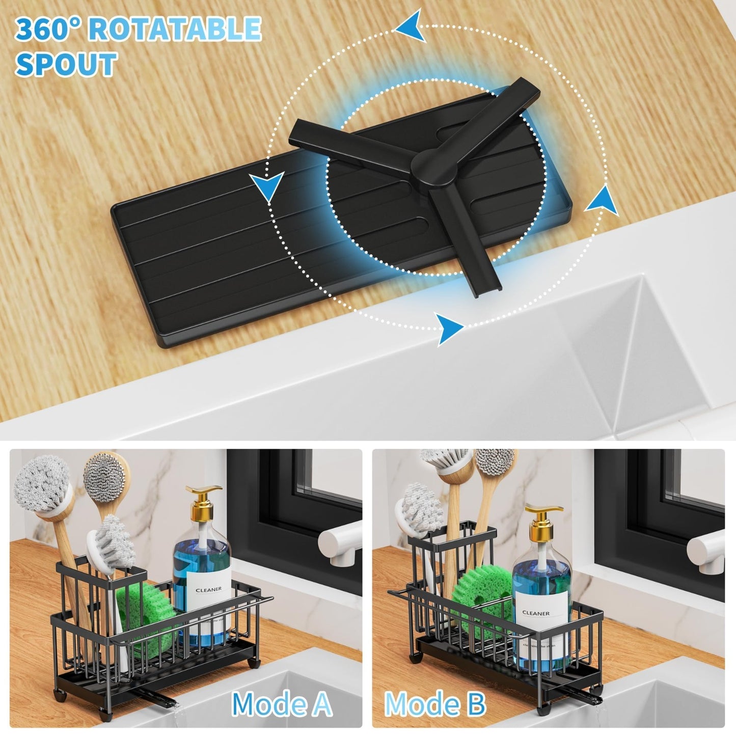Kitchen Sink Sponge Holder Caddy Organizer, Rustproof 304 Stainless Steel, Towel3