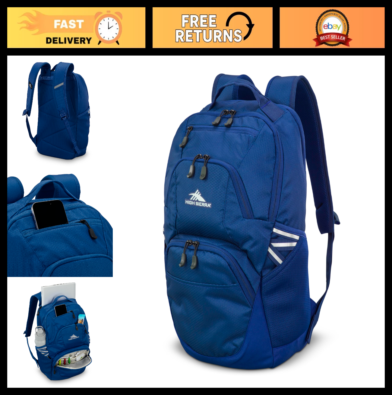 Travel Laptop Backpack with Drop Protection Pocket & Tablet Sleeve   Cosmic Blue0