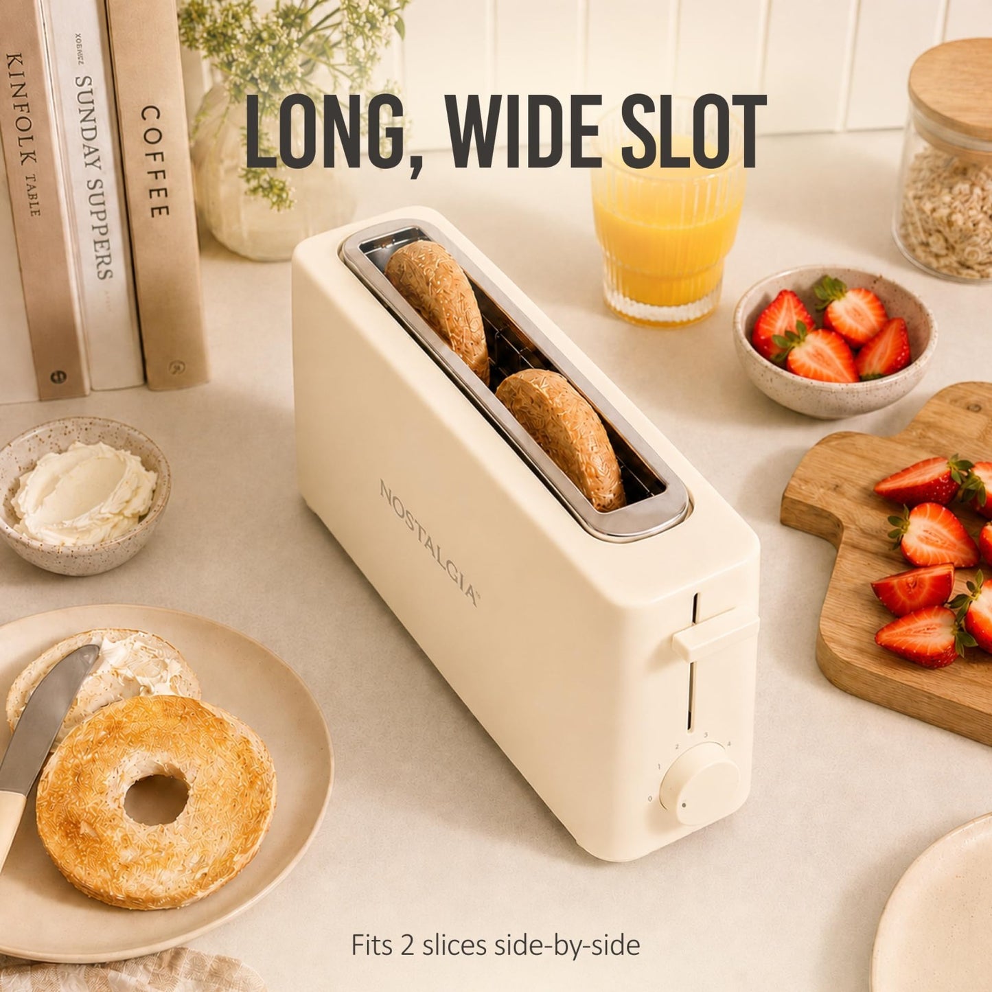 Slim 2 Slice Toaster with Wide Slot – Adjustable Browning Dial & Drop down Crumb3