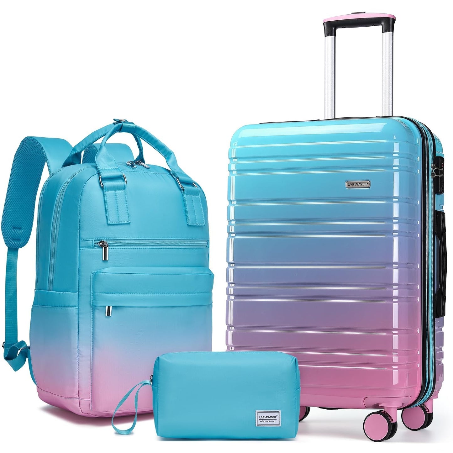 3-Piece Carry-On Luggage Set, 20" Suitcases, Airline Approved, Hardshell, 360° W1