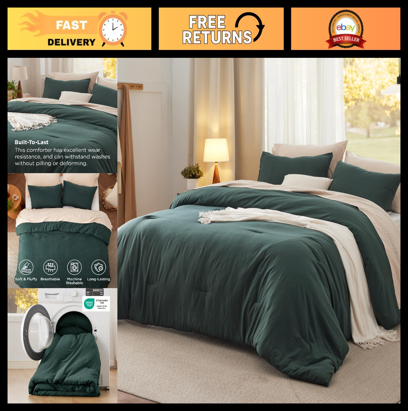 Twin/Twin XL Comforter Set - Forest Green Soft Bedding, 2 Pieces, Lightweight Al0