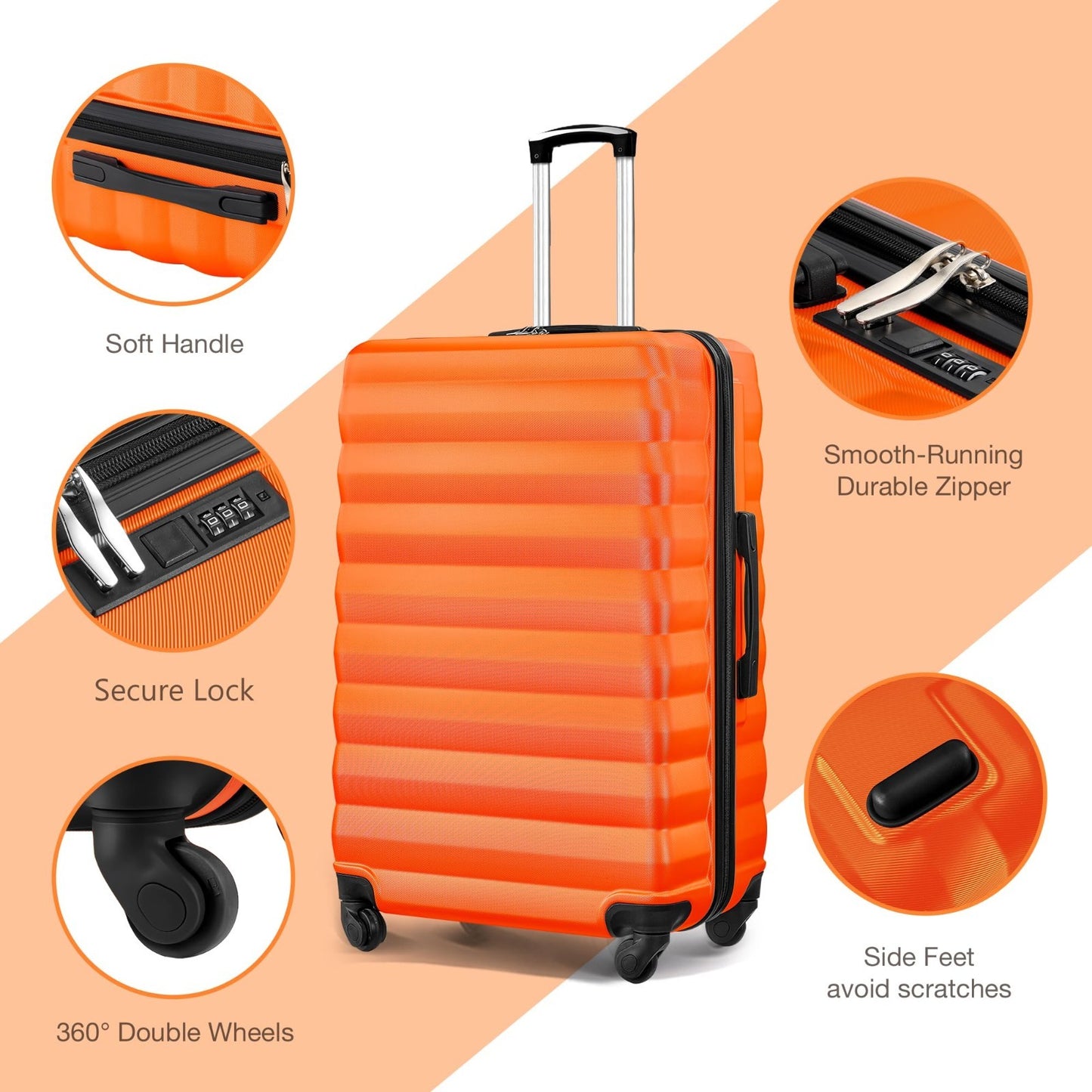2 Piece Luggage Set - 20" & 28" Hardshell Suitcases with Spinner Wheels & Organi5