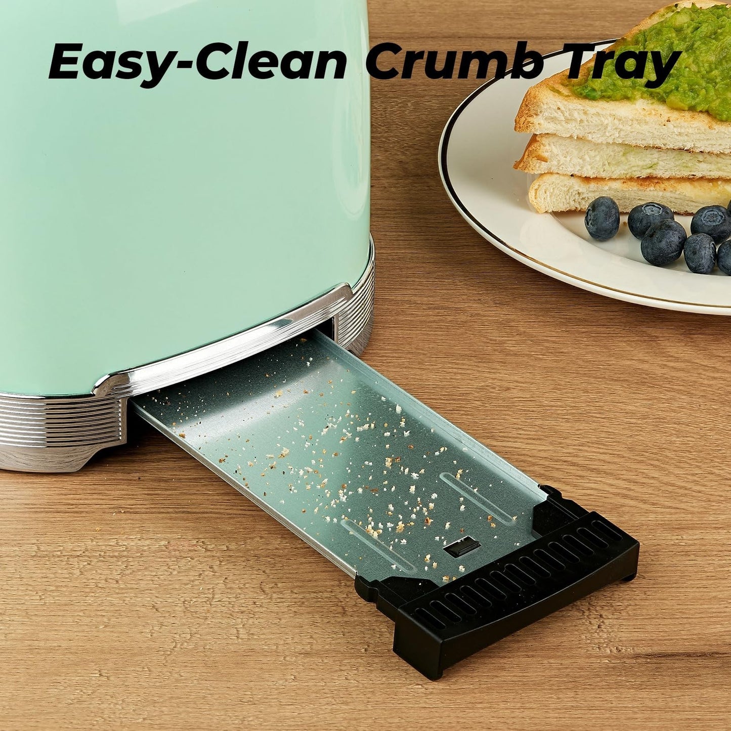 Retro 2 Slice Stainless Steel Toaster in Aqua Green   Compact & Stylish Design5